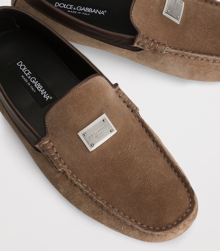 Dolce&Gabbana Suede Logo Driving Shoes Hazel/bro Image 4