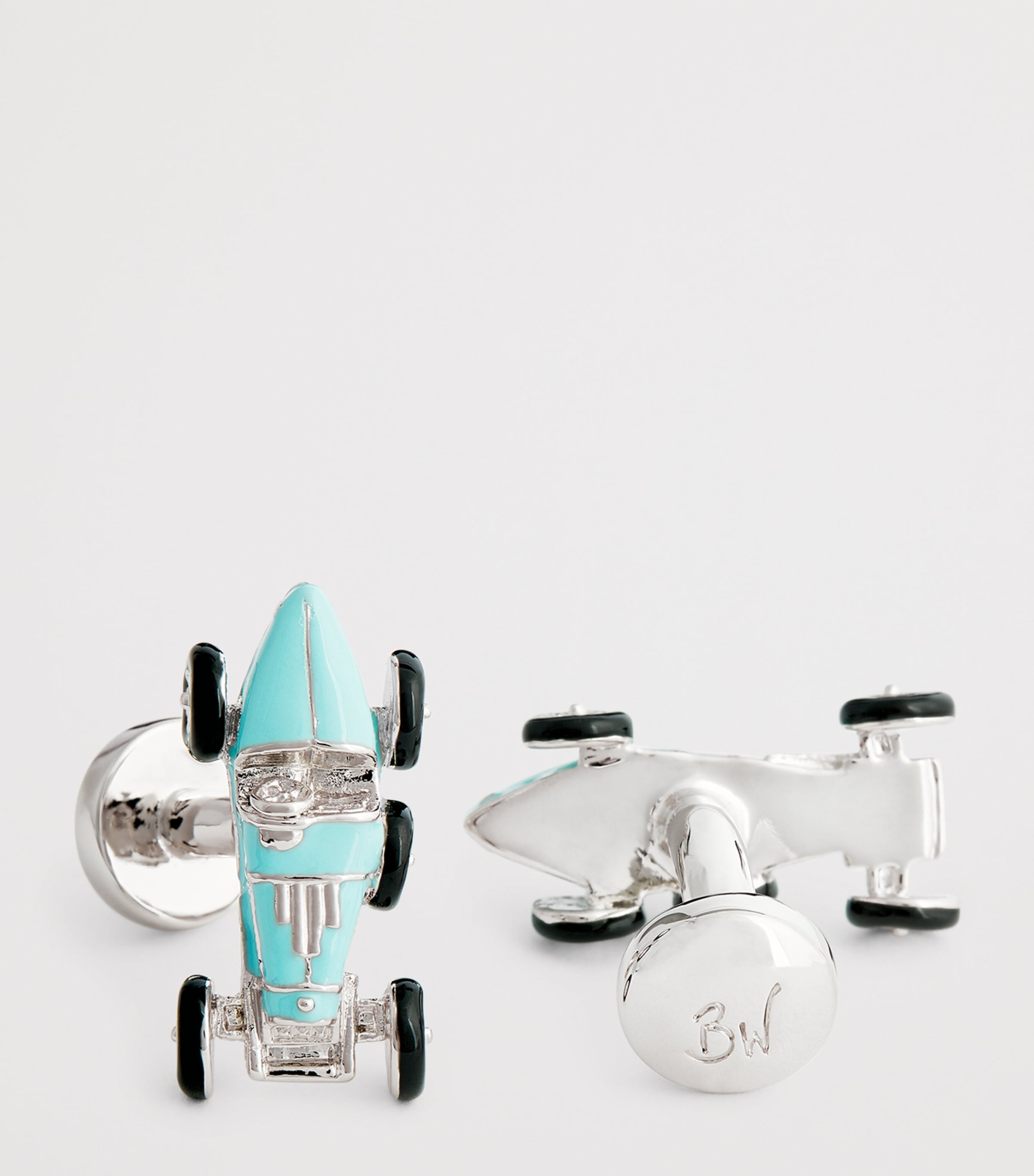 Rhodium-Plated Retro Bug Car Cufflinks LIGHT BLUE Image 5