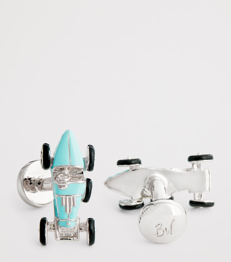 Rhodium-Plated Retro Bug Car Cufflinks LIGHT BLUE Image 5