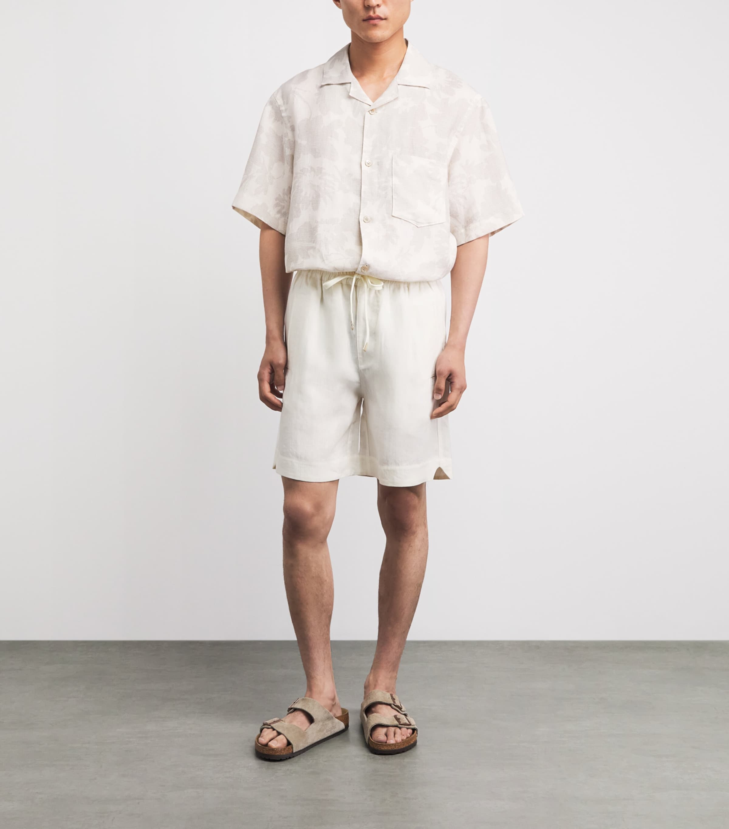 Eleventy Mens Linen Drawstring Bermuda Shorts Bianco Image 2
