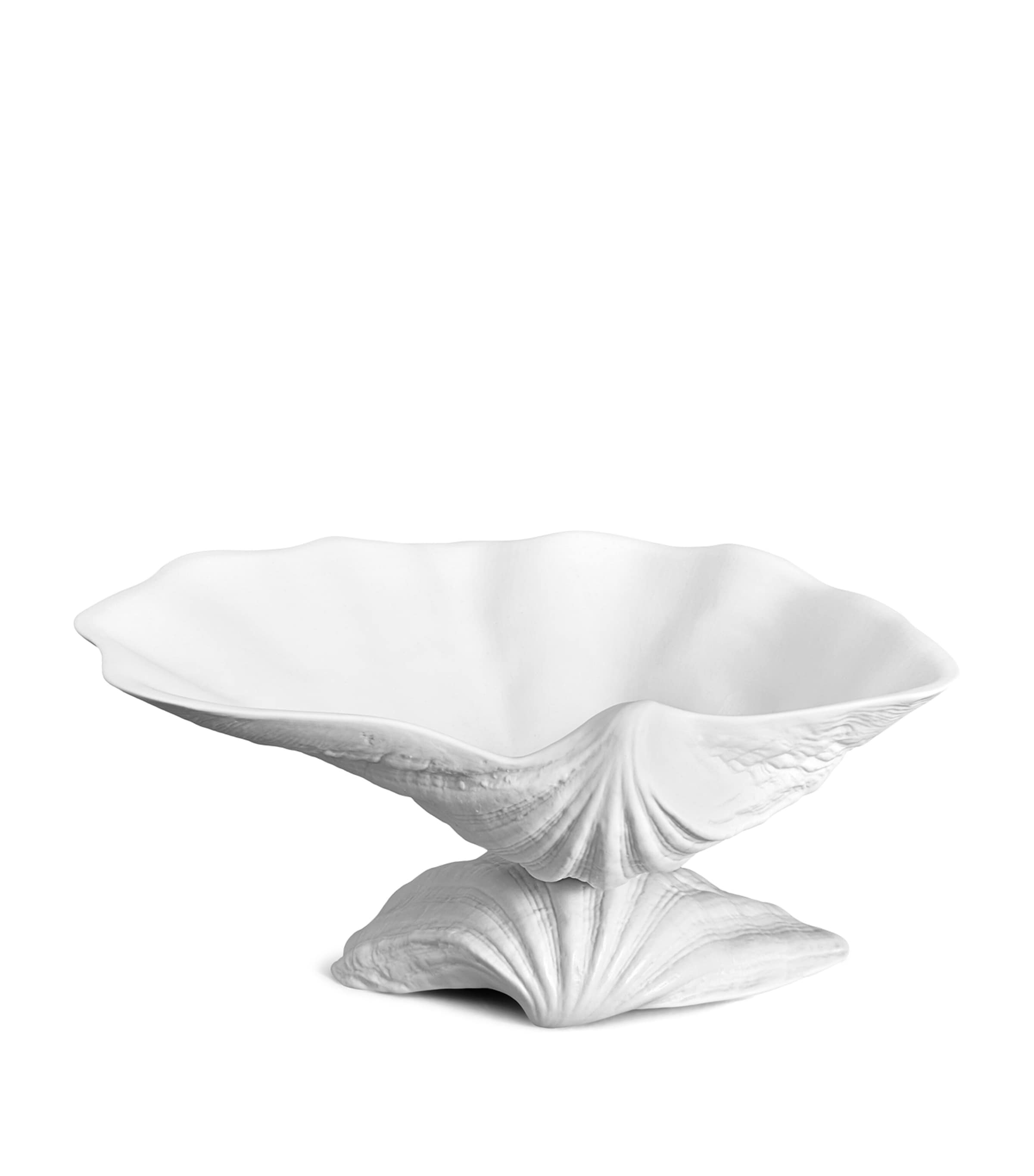 L'Objet Medium Porcelain Neptune Shell Bowl (27cm) White Image 2