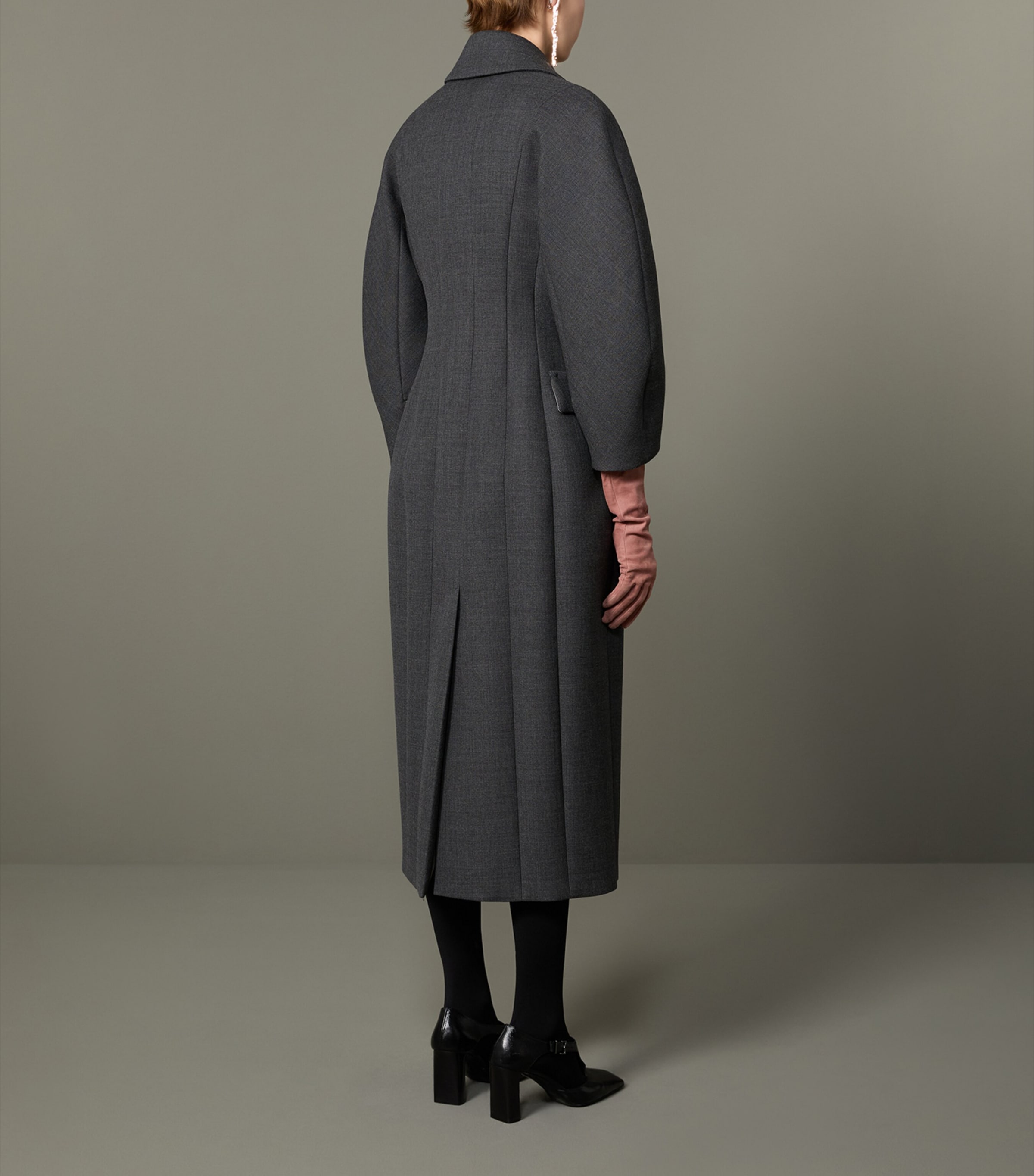Max Mara Womens Virgin Wool Double-Breasted Coat Medium Grey Image 3