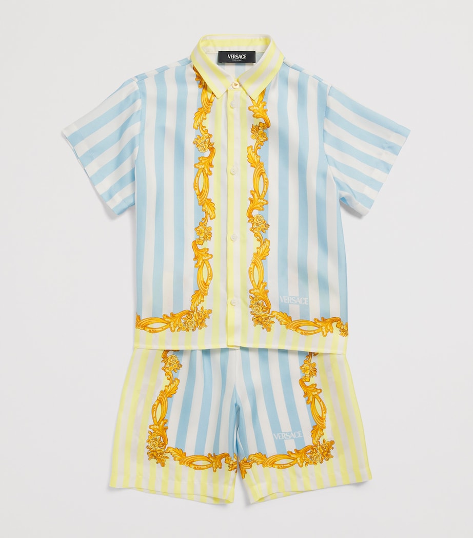 Silk Barocco Pinstripe Shorts (1-5 Years) 5UF40-95BLUE+YELLOW Image 3