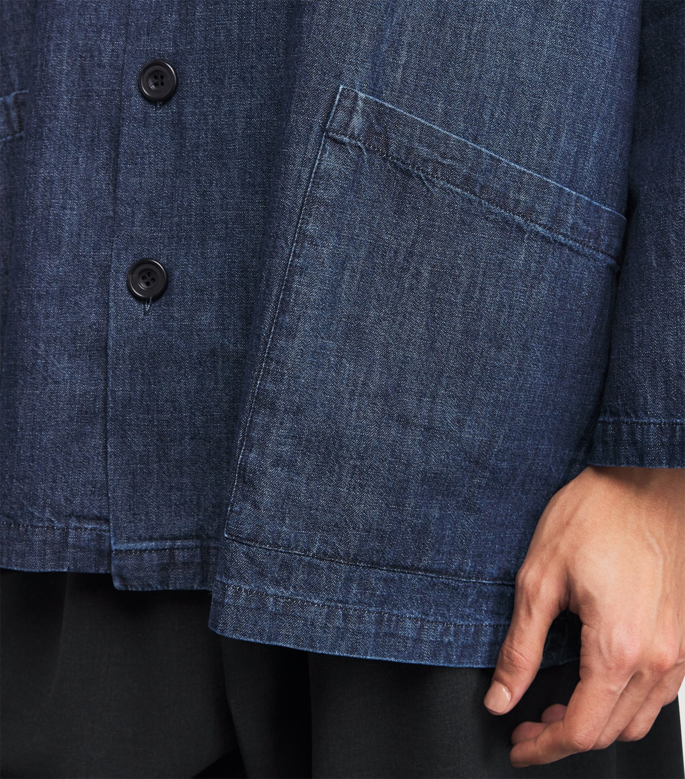 Denim Double Stand-Collar Shirt JEANDARK Image 6