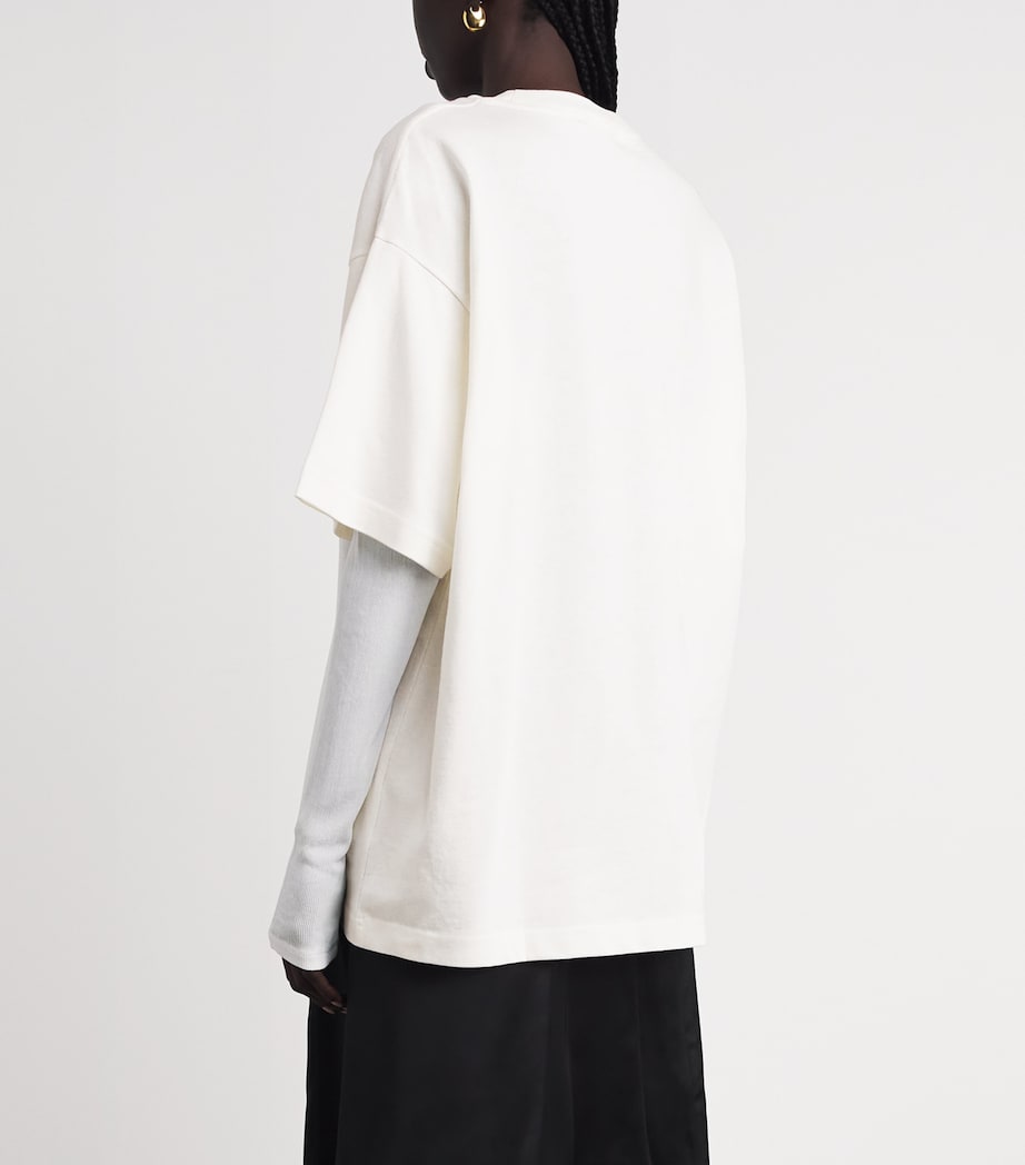 Acne Studios Womens Cotton Logo T-Shirt Off White/ecru Image 5
