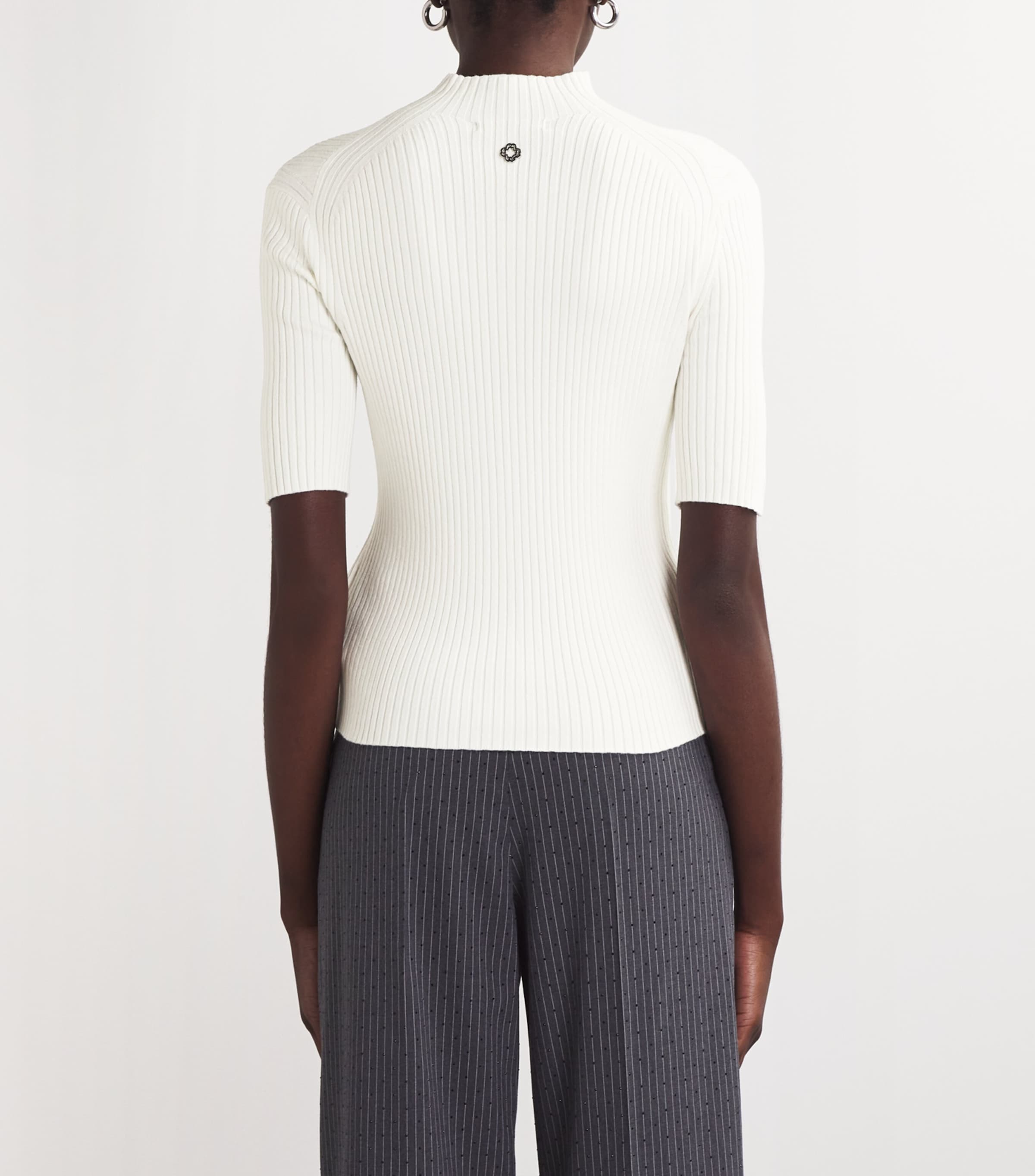 Ribbed High-Neck T-Shirt ECRU Image 4