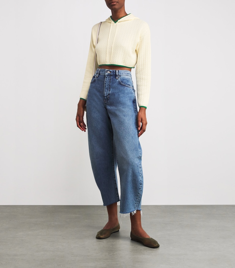 Cashmere-Silk Cropped Hoodie KELLY GREEN MULTI Image 2