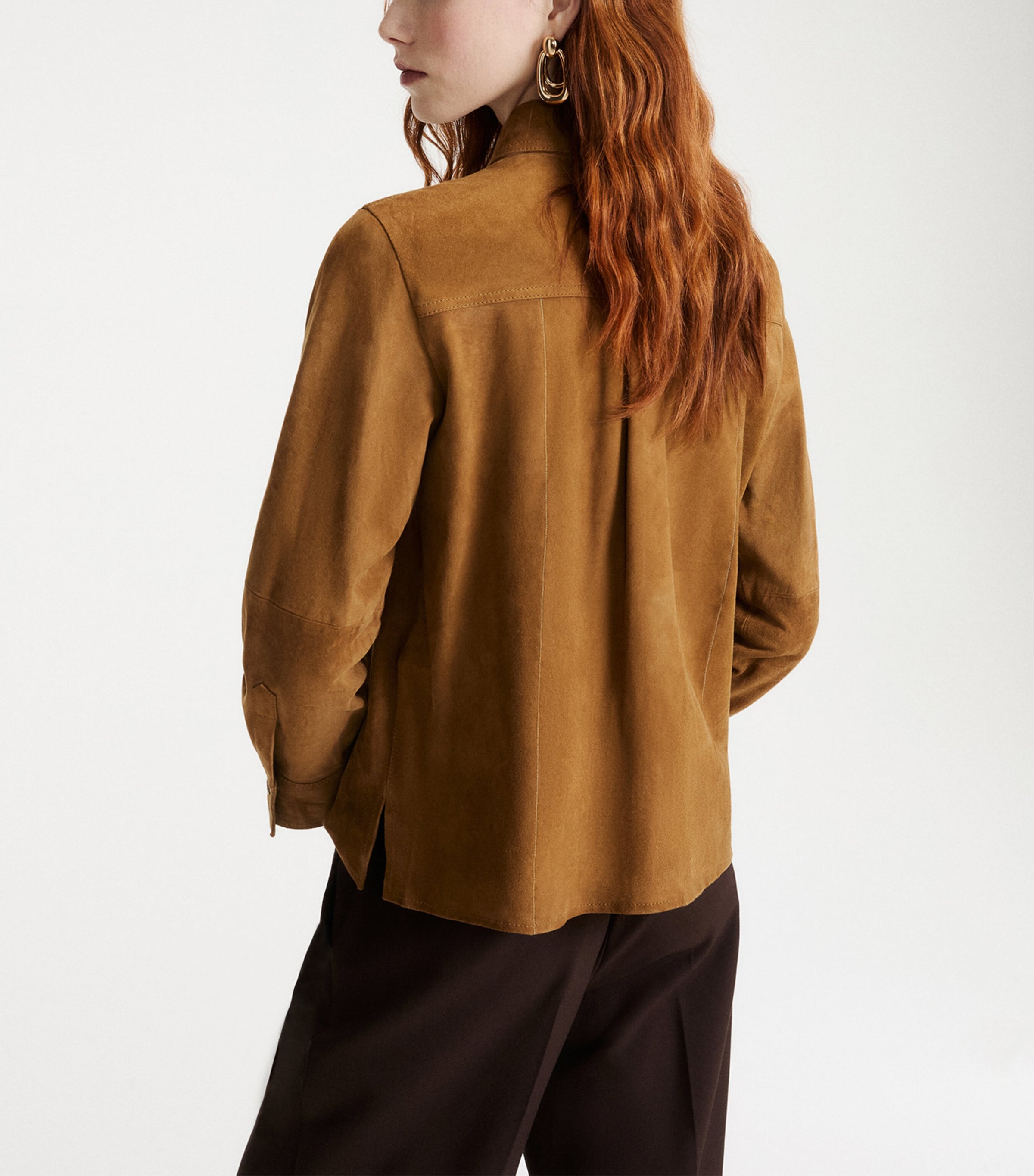 Marella Womens Suede Overshirt Ochre Image 3