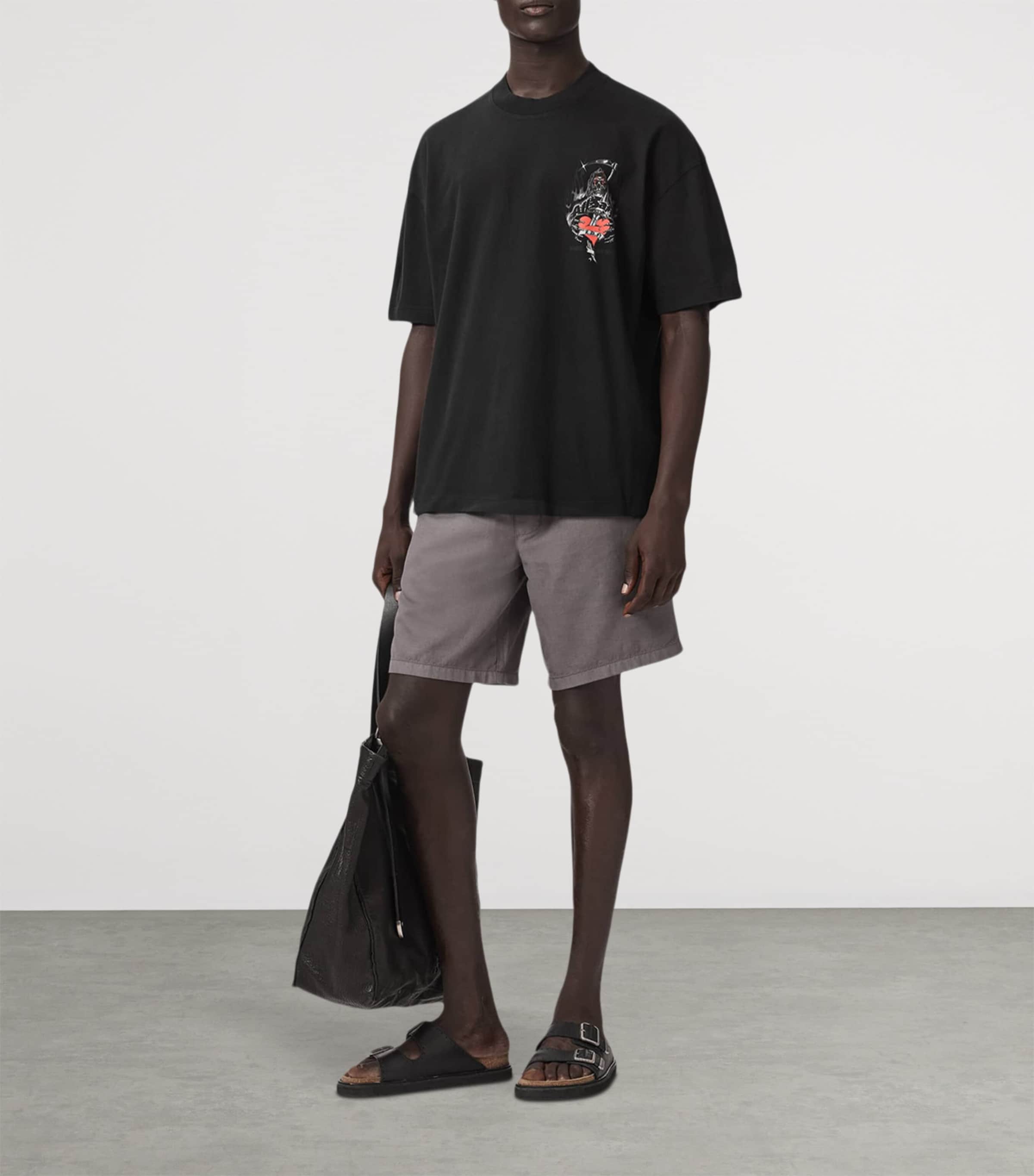 AllSaints Mens Organic Cotton Scimitar T-Shirt Washed Black Image 6