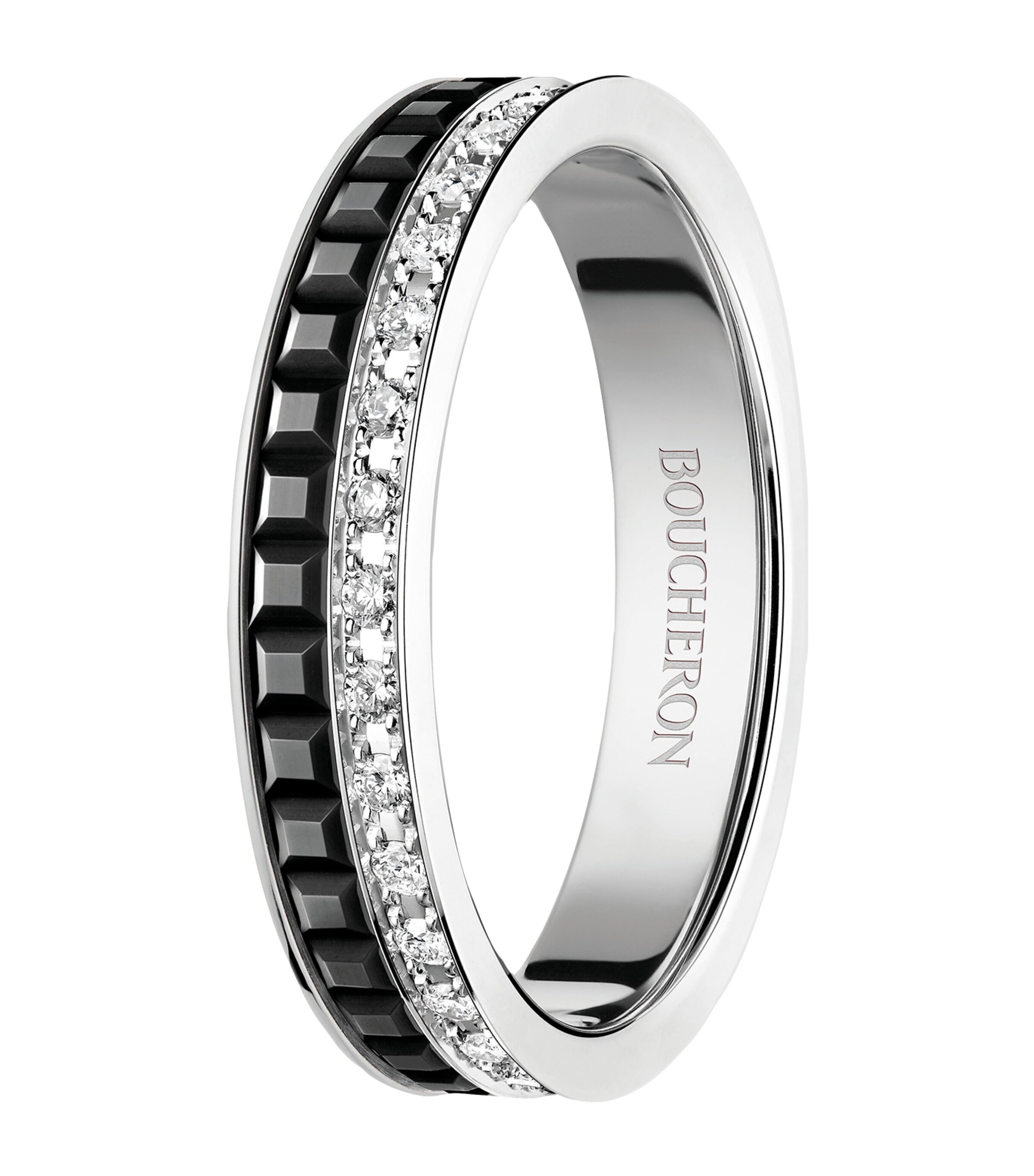 White Gold and Diamond Quatre Black Edition Wedding Band Image 2