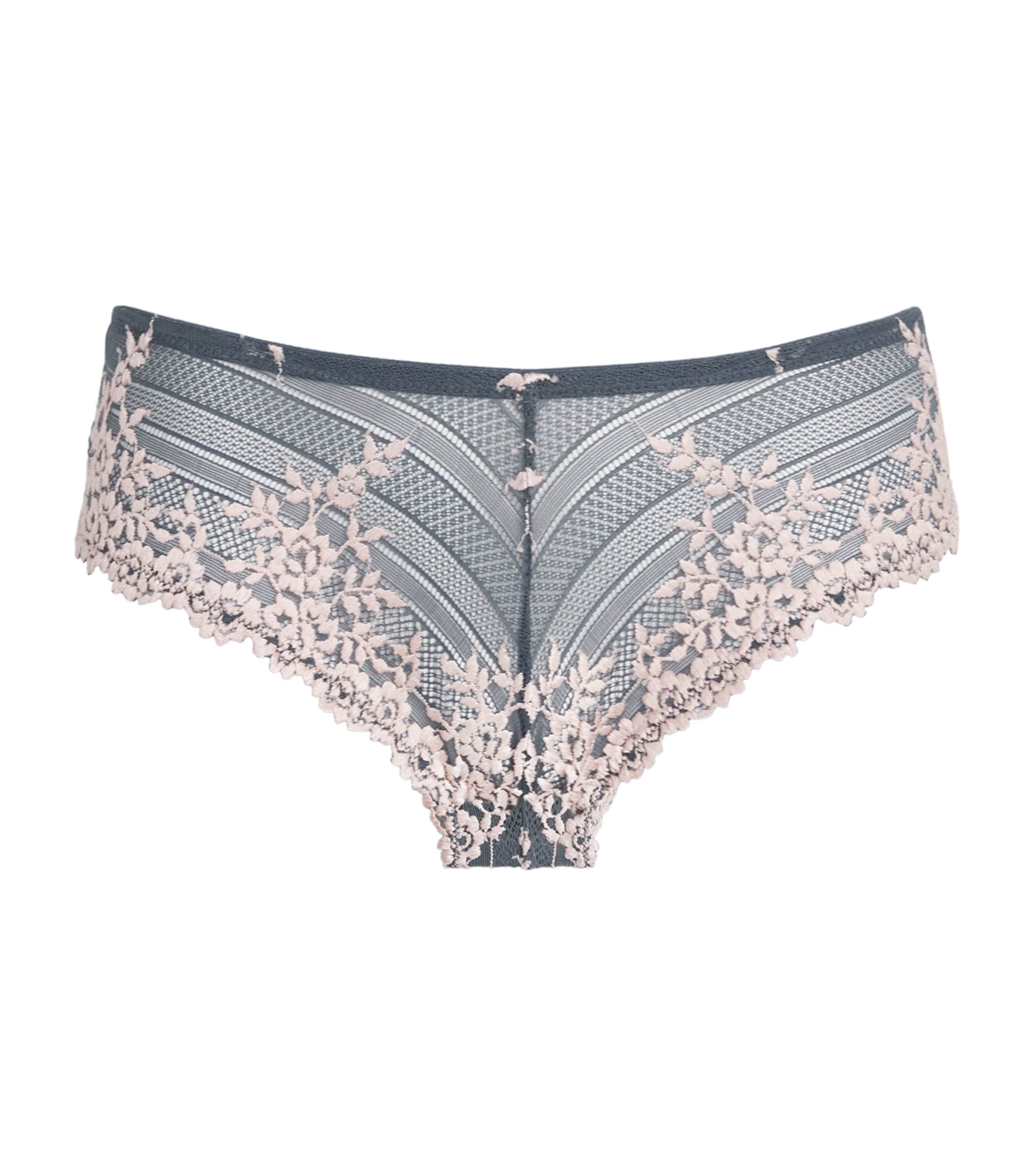 Wacoal Womens Embrace Lace Tanga Briefs Drk Slte/cld Pnk Image 1