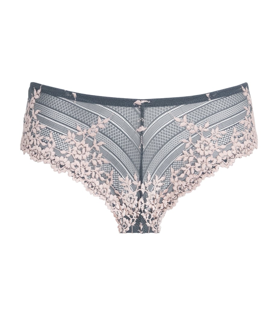 Wacoal Womens Embrace Lace Tanga Briefs Drk Slte/cld Pnk Image 1