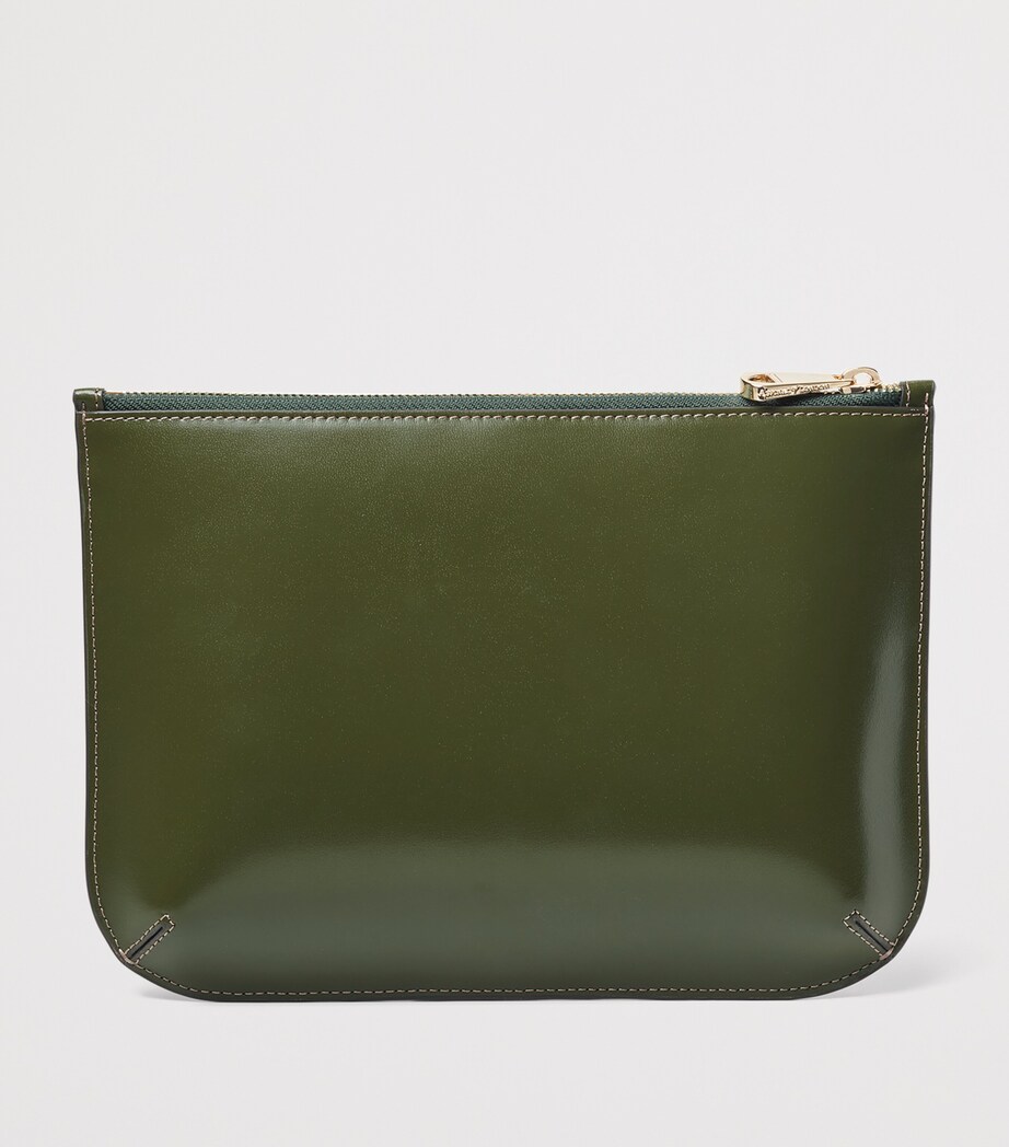 Aspinal Of London Large Leather Ella Pouch Mossgreen Image 2