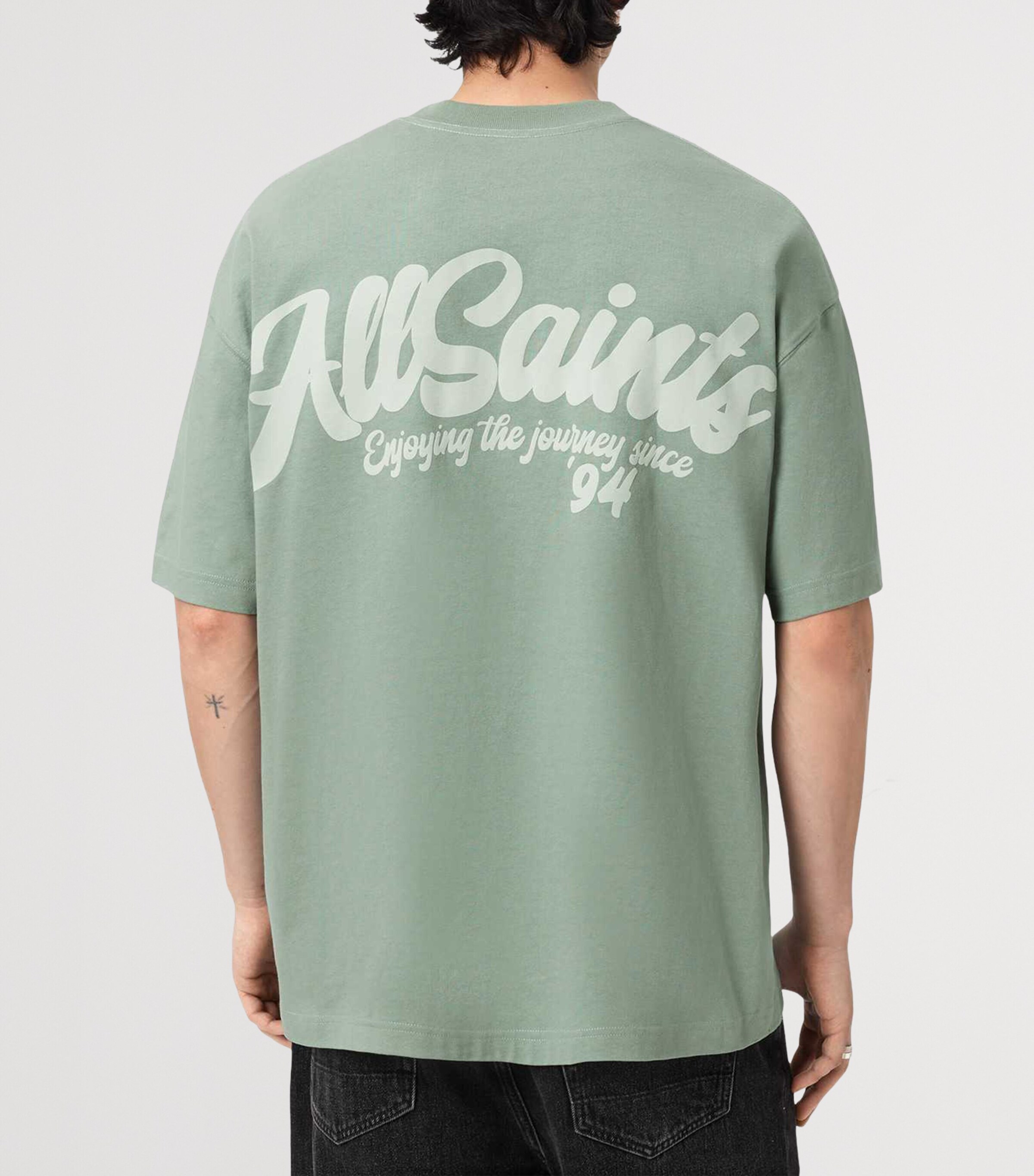 AllSaints Mens Organic Cotton Odyssey T-Shirt Spring Green Image 4