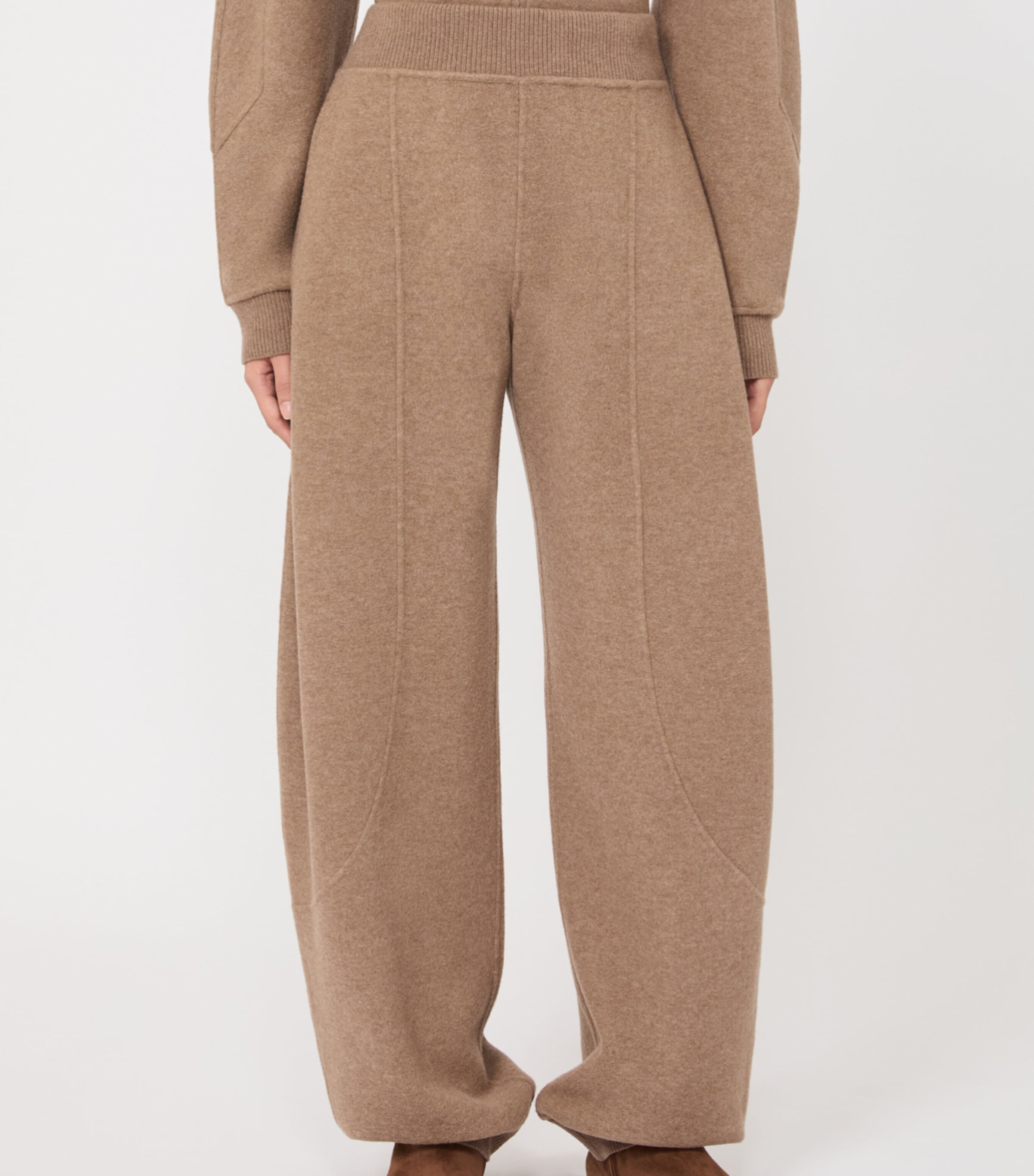 Max Mara Womens Virgin Wool-Cashmere Blend Sweatpants Beige Image 2