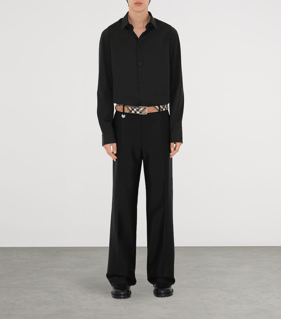 Leather Check Reversible B-Buckle Belt SAND/MILITARY/SILVER Image 2