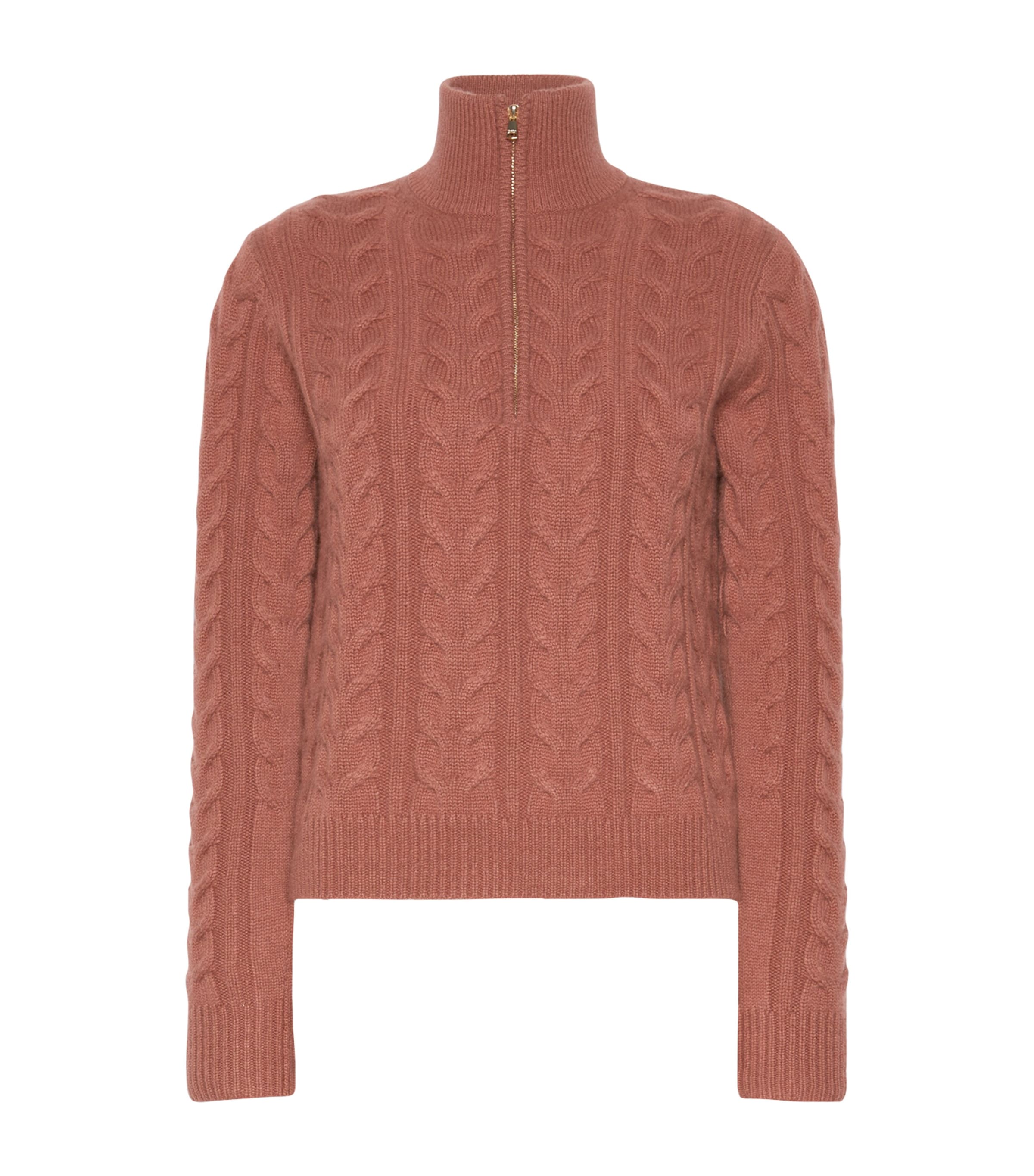 Max Mara Womens Cashmere Quarter-Zip Sweater Antique Rose Image 1