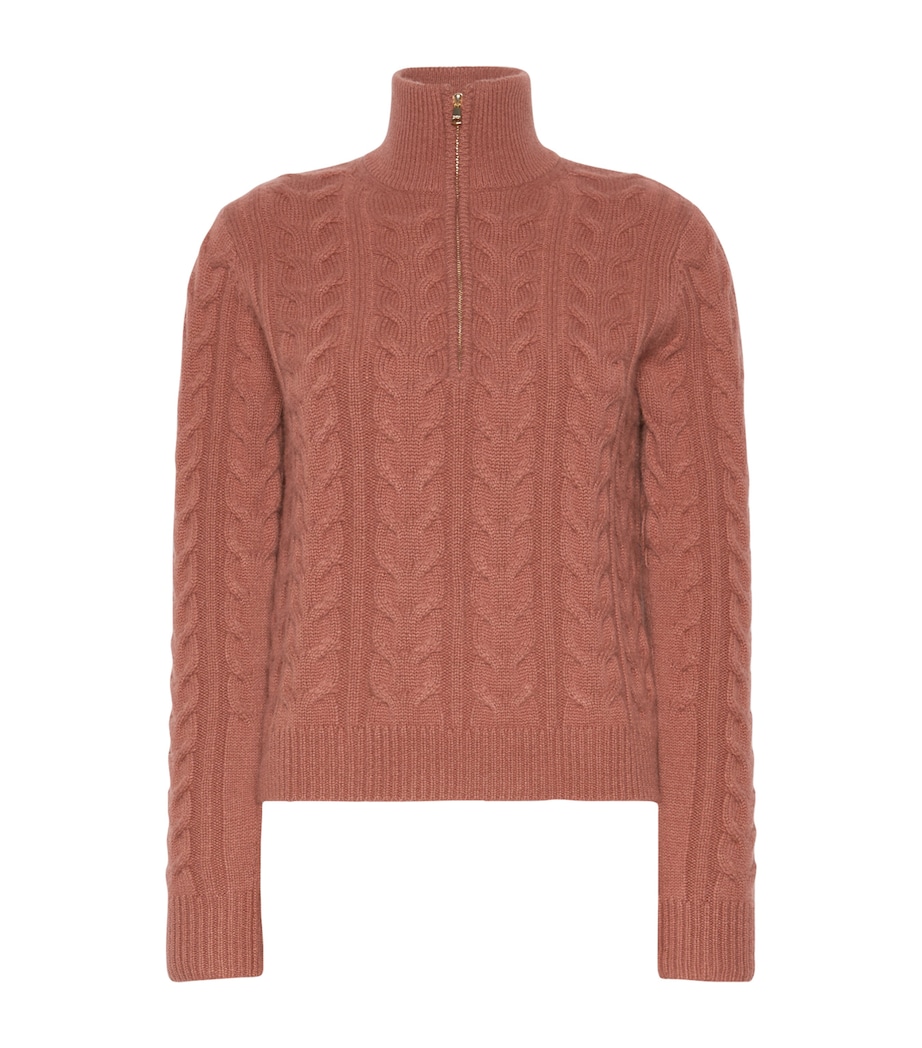 Max Mara Womens Cashmere Quarter-Zip Sweater Antique Rose Image 1