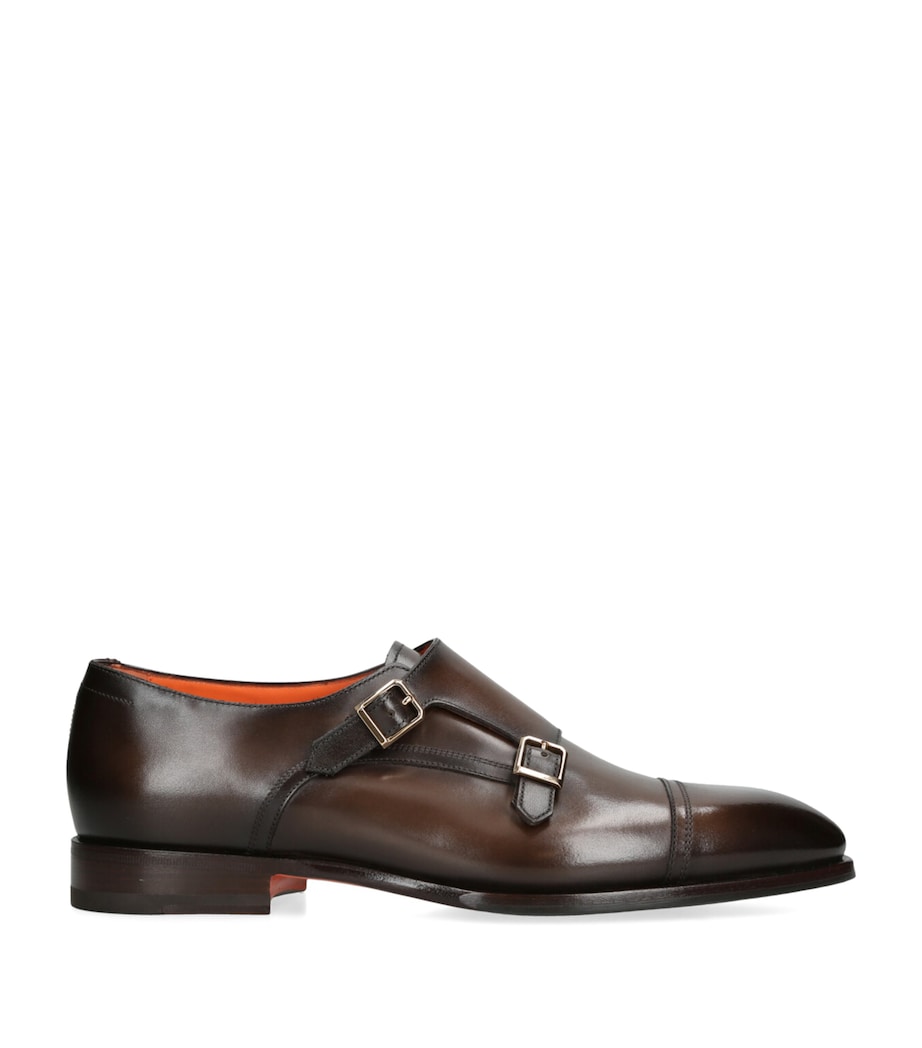Leather Adrian Blake Monk Shoes MID BROWN Image 1