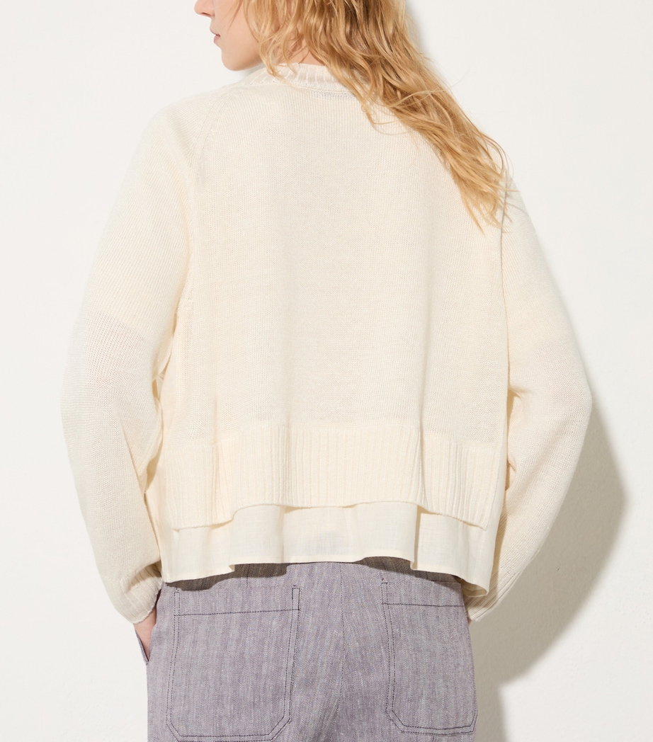 MAX&Co. Womens Linen-Blend Layered Cardigan Milk Image 4