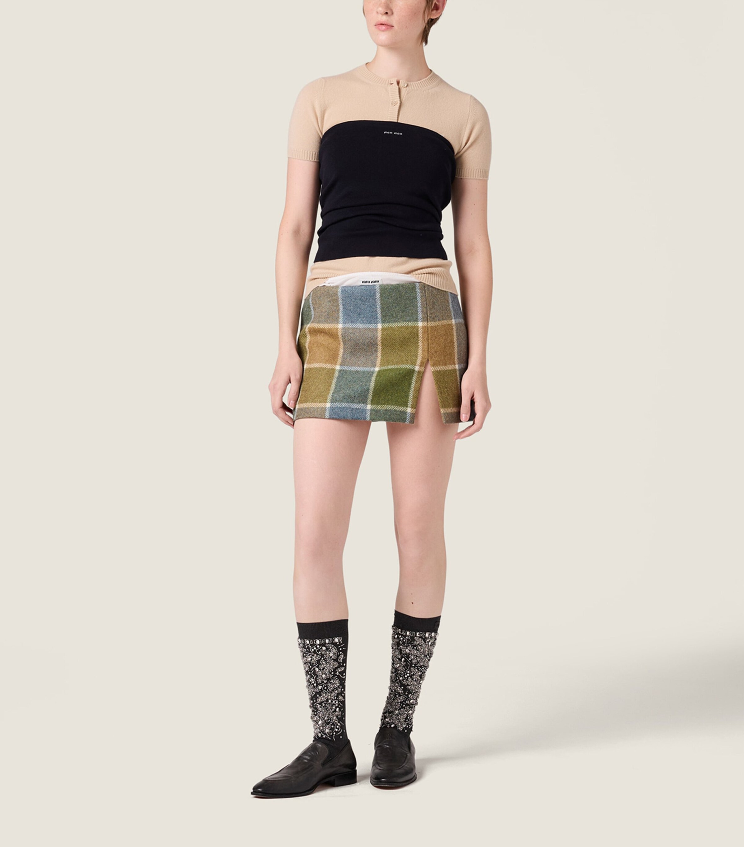 Miu Miu Womens Cashmere Short-Sleeve Sweater Image 2