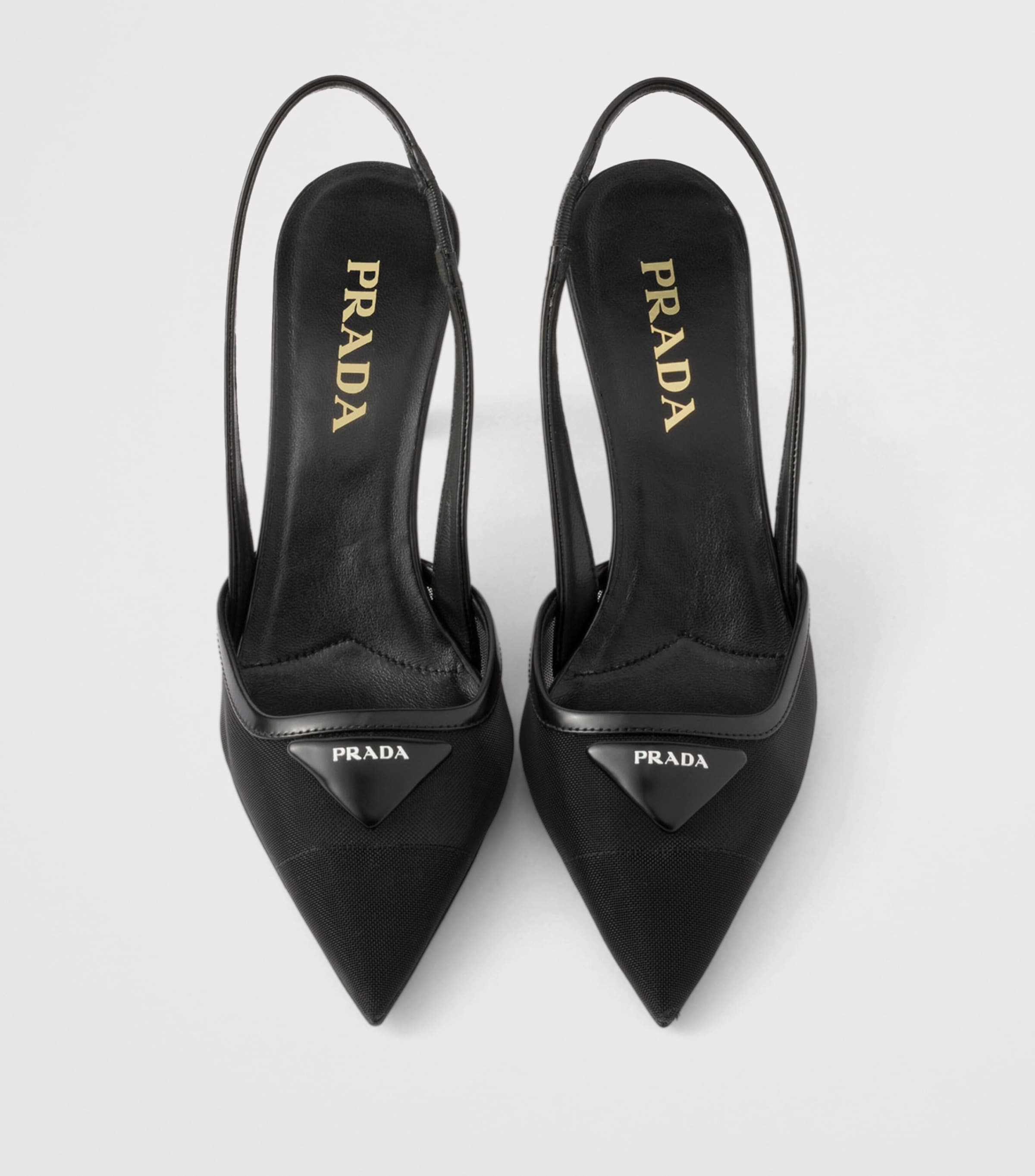 Prada Mesh Triangle Slingback Pumps 75 Black Image 3
