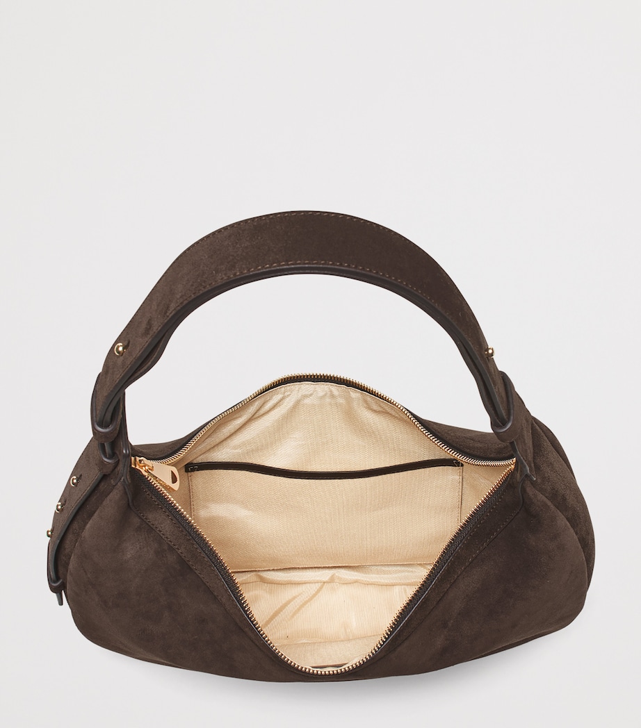 Suede Hudson Crescent Cross-Body Bag CHOCOLATE Image 5