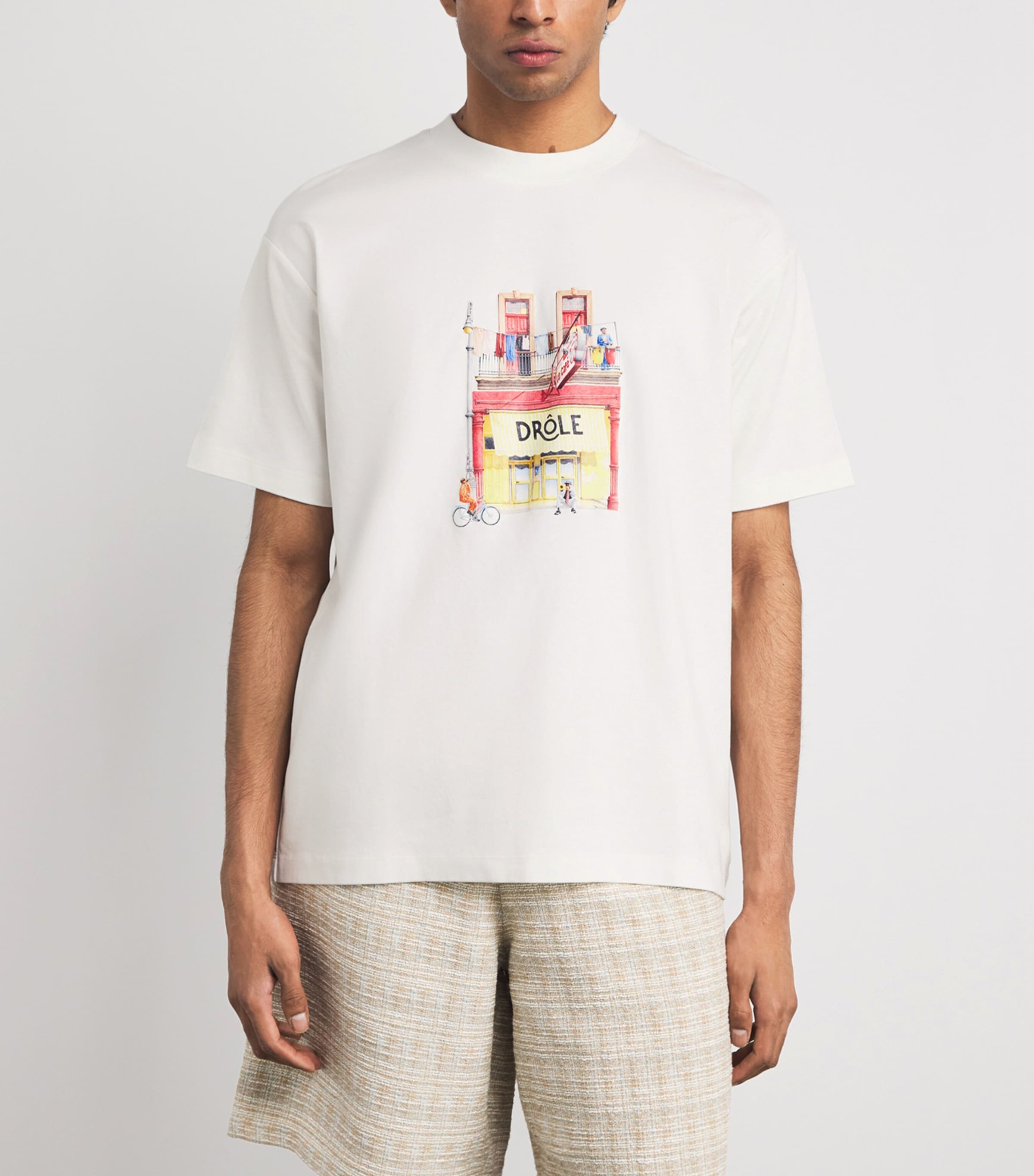 Drôle De Monsieur Mens Cotton Café T-Shirt Off White Image 4