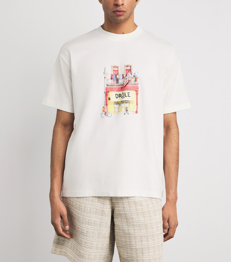 Drôle De Monsieur Mens Cotton Café T-Shirt Off White Image 4