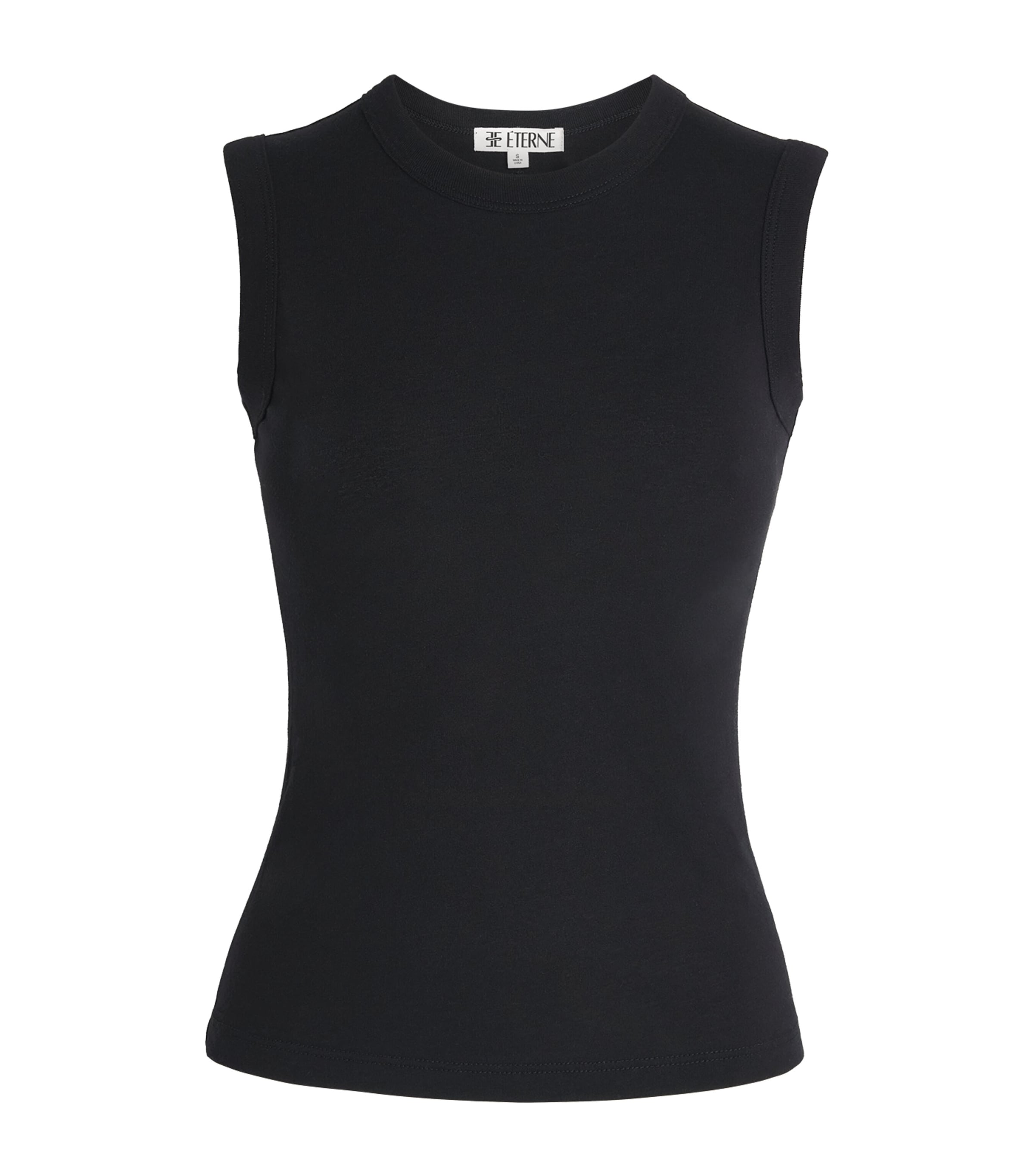 ÉTERNE Womens Fitted Tank Top Black Image 1
