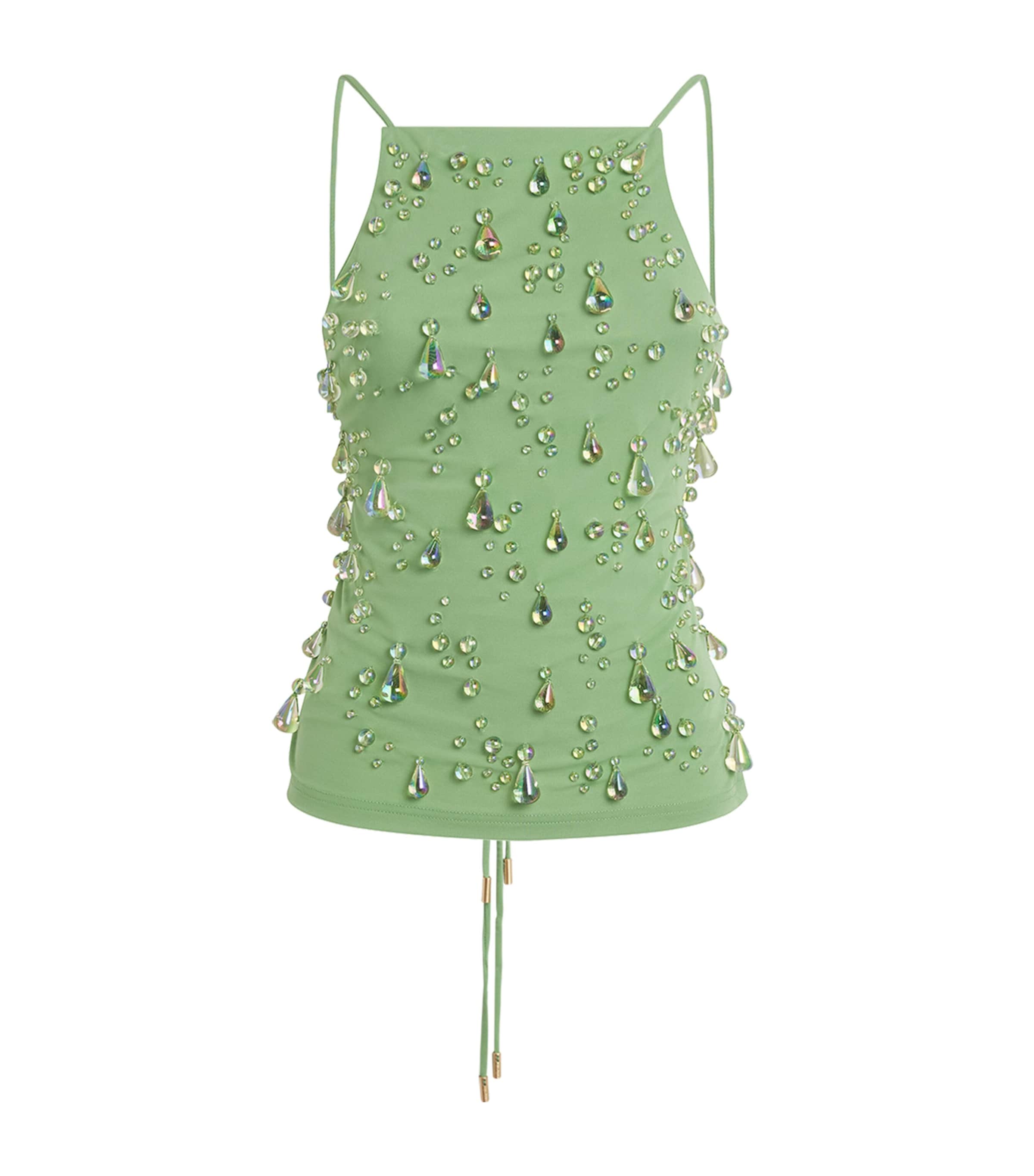 Cult Gaia Embellished Lyle Top In Green