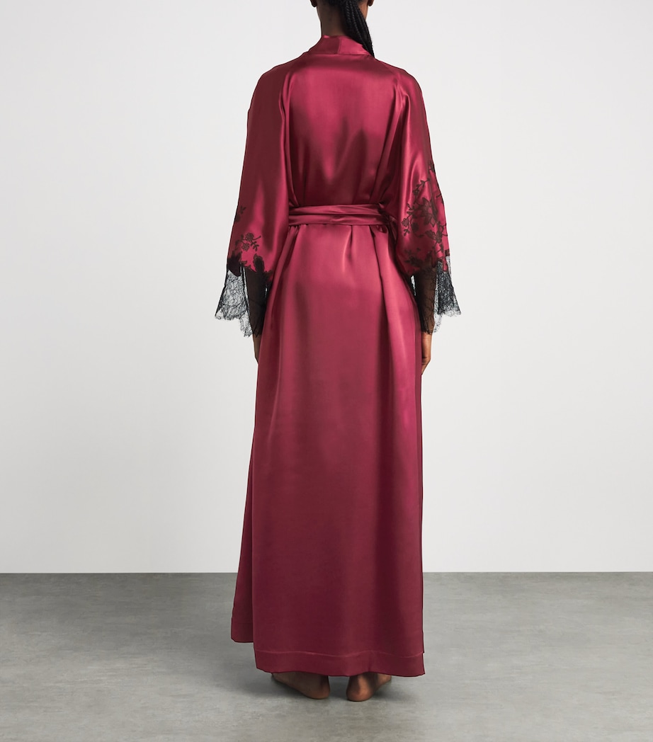 Carine Gilson Womens Silk Long Hanae Robe Rubis Red Image 5