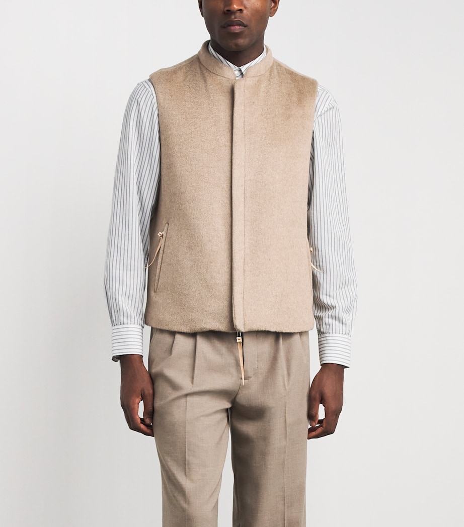 Alan Scott Mens Cashmere-Blend Zibeline Gilet Natural Image 4