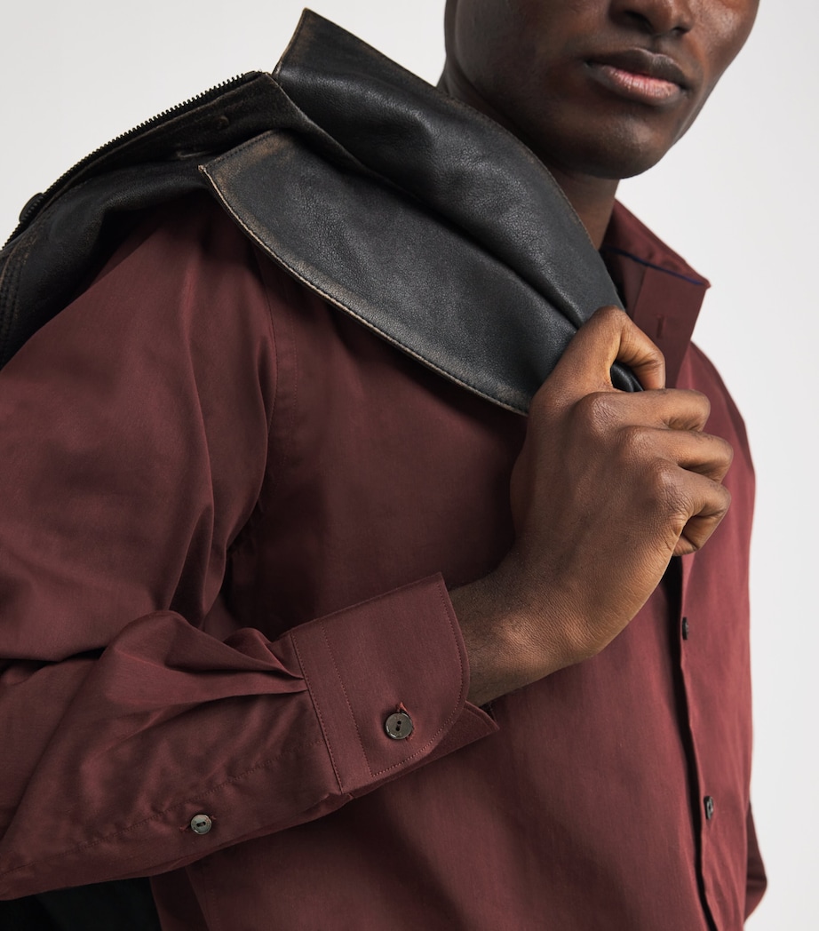 Cotton-Silk Long-Sleeve Shirt 58 DARK RED Image 6