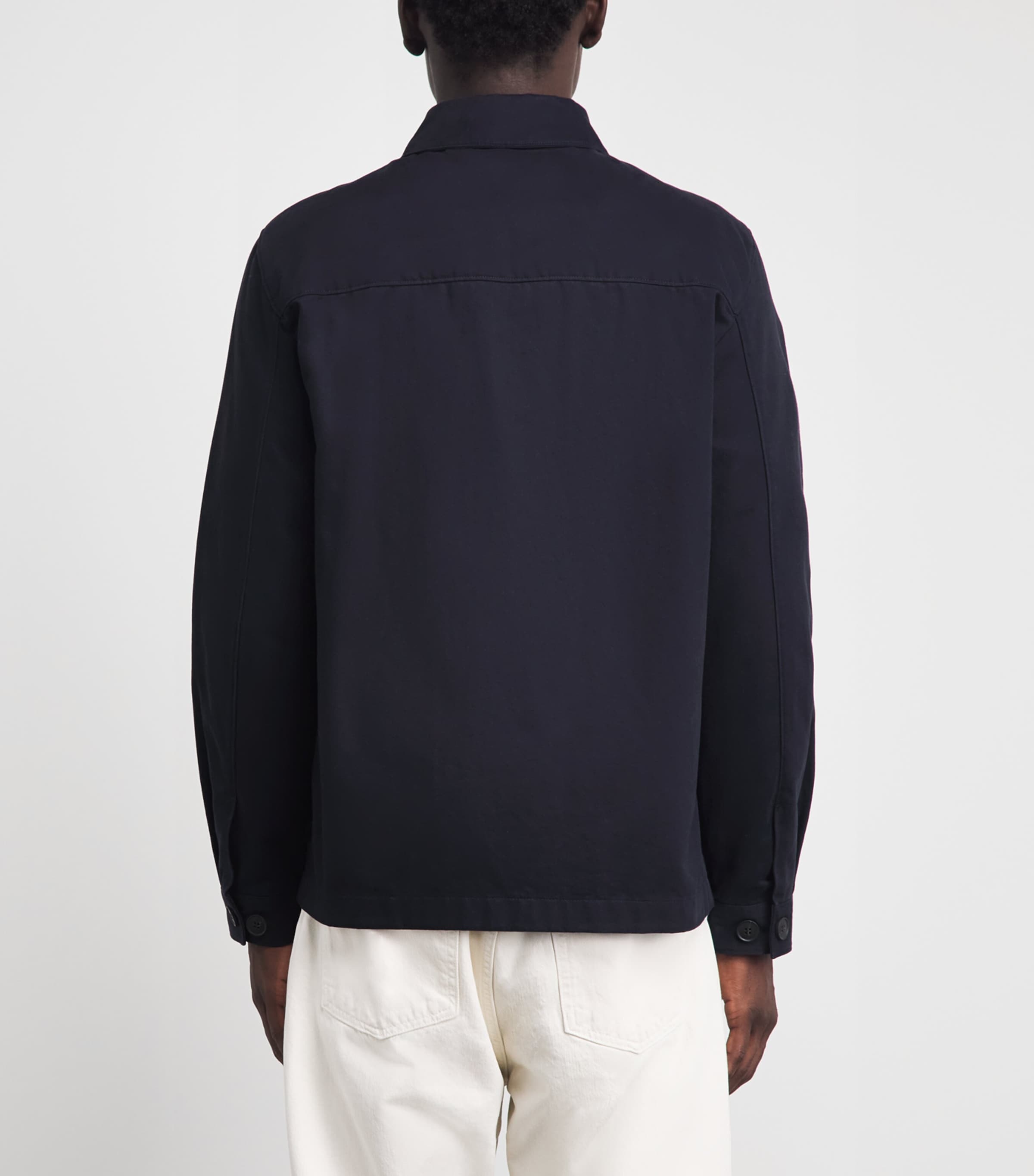 Sunspel Mens Cotton Drill Chore Jacket Navy Image 5