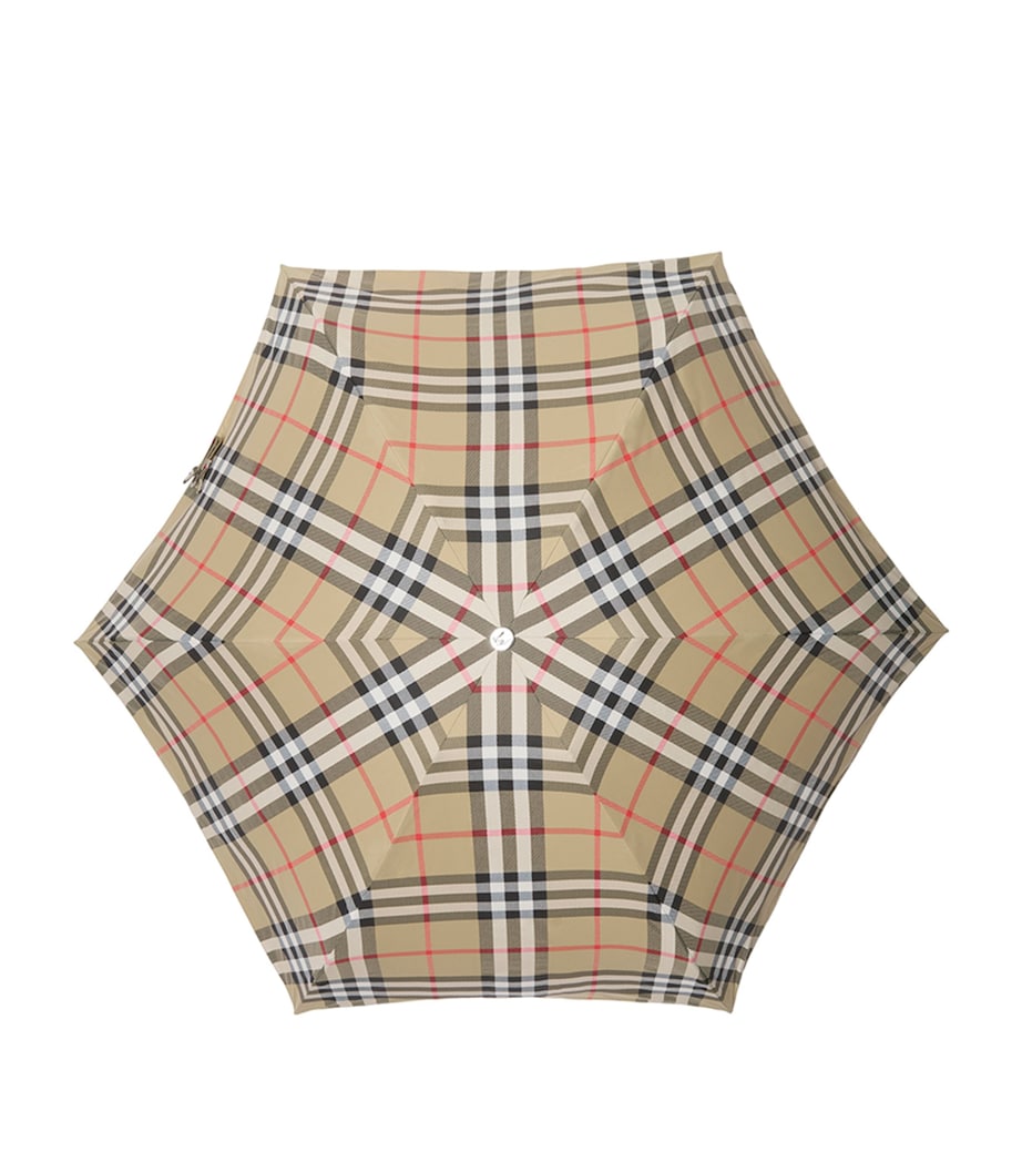 Maple Wood Nylon Check Folding Umbrella SAND IP CHECK Image 2