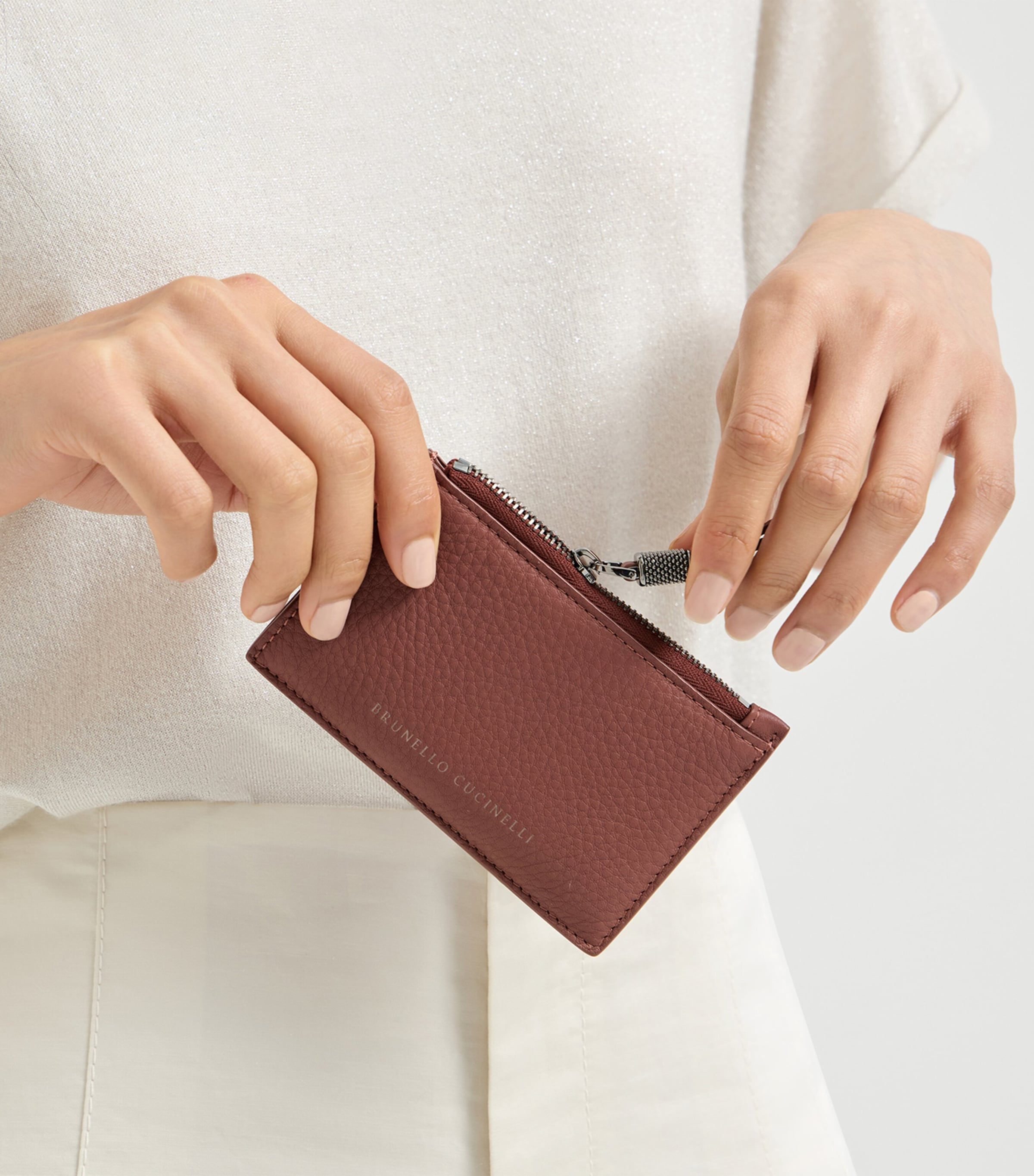 Brunello Cucinelli Leather Zipped Card Holder Image 3