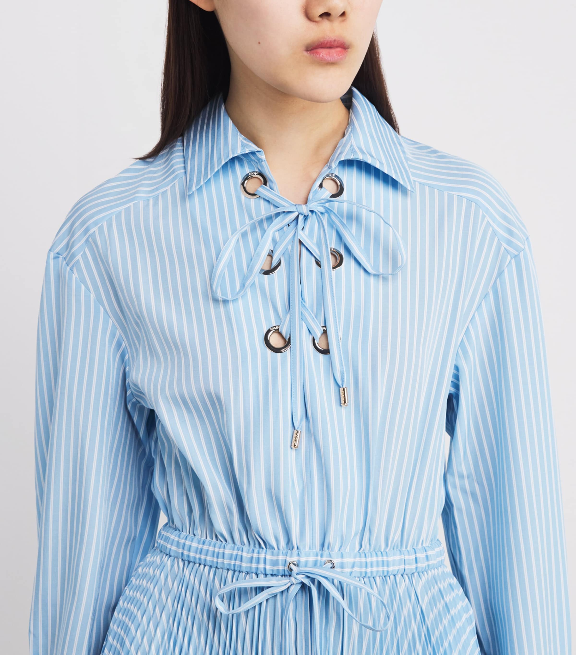 Poplin Stripe Maxi Shirt Dress BLUE SKY Image 6