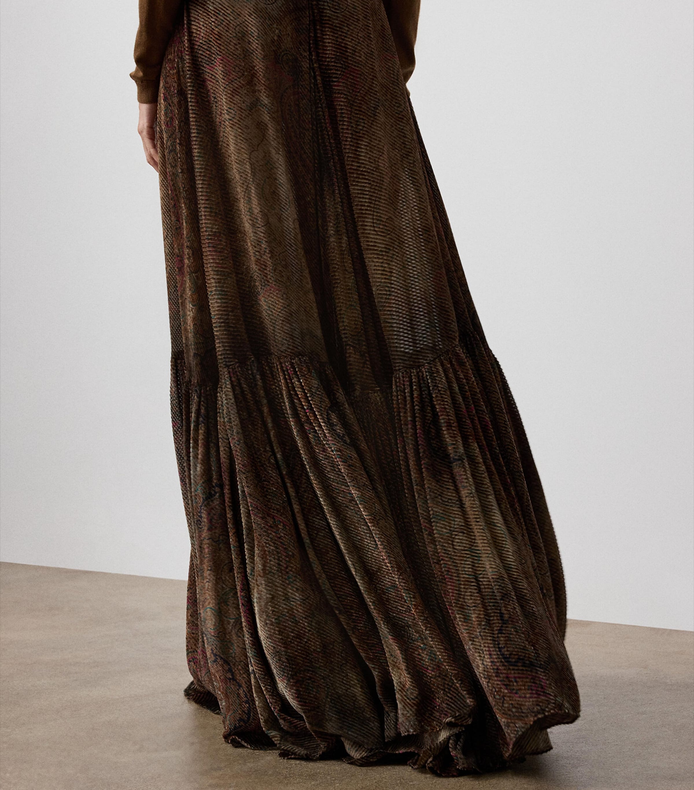 Velvet Devoré Carlita Maxi Skirt COGNAC MULTI Image 3