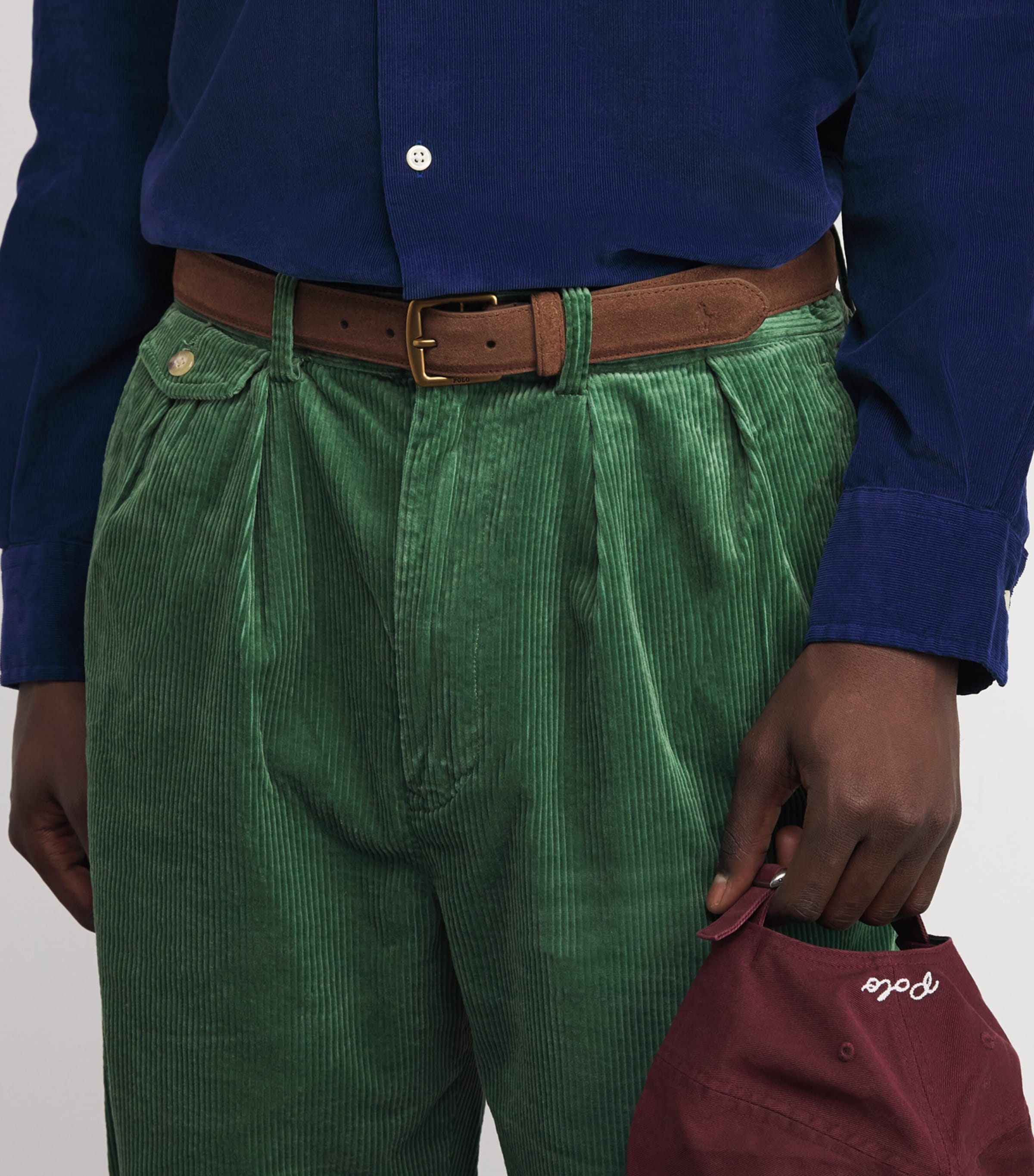 Suede Buckle Belt DARK BROWN Image 2