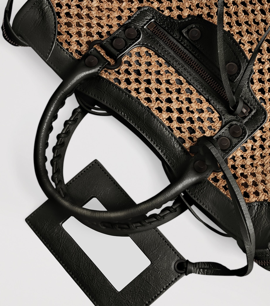 Balenciaga Small Raffia-Lambskin Le City Top-Handle Bag Image 9