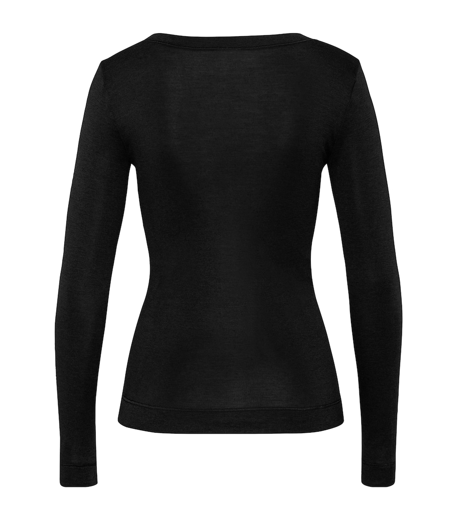 Silk-Cashmere Long-Sleeve Top BLACK Image 2