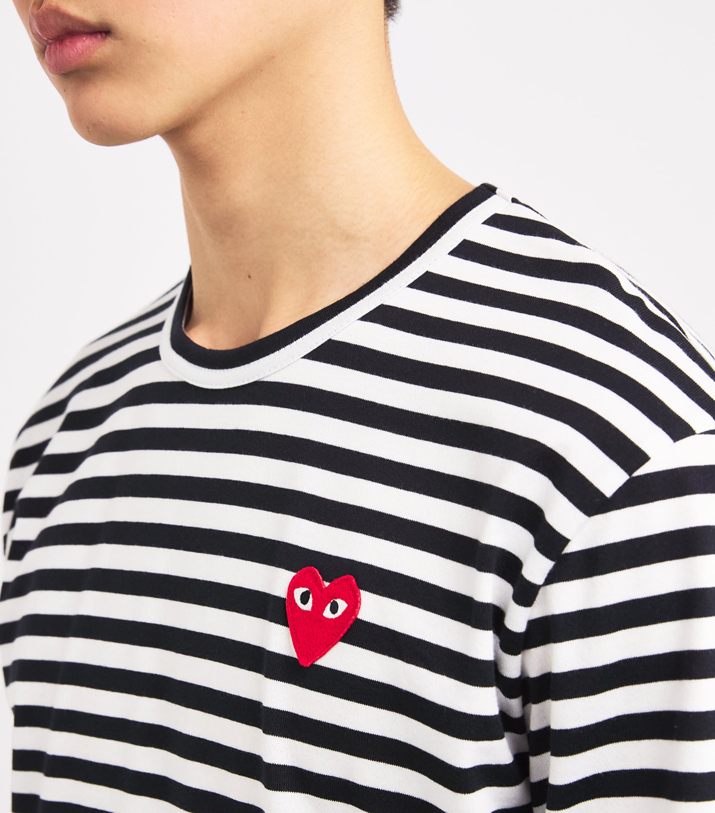 Comme Des Garçons Play Mens Striped Heart Logo T-Shirt Black/white Image 6
