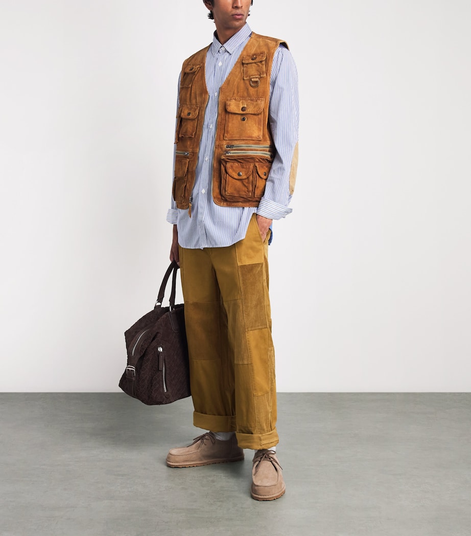 Junya Watanabe MAN Mens Cotton Patchwork Trousers Brown Mix Image 2