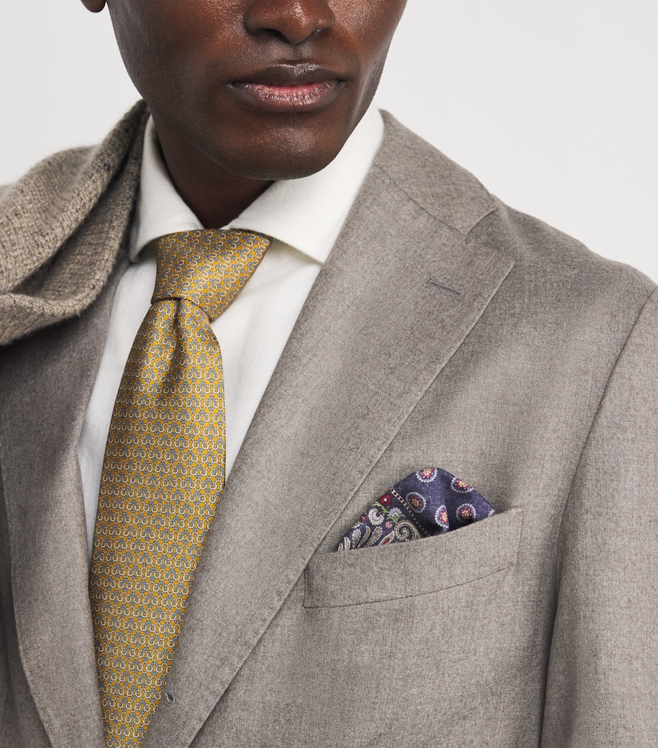 Wool Paisley Pocket Square NAVY BLUE Image 3