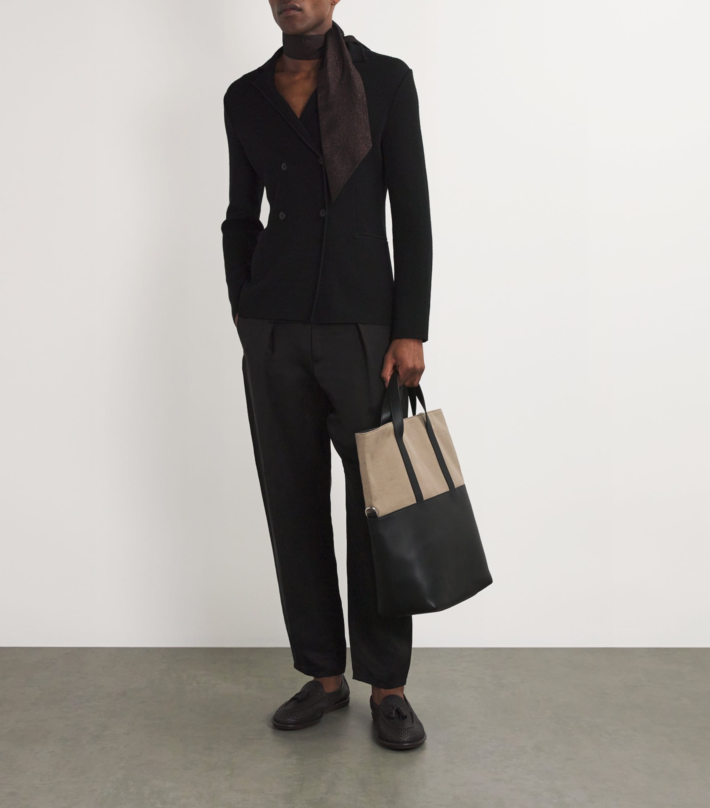 トートバッグ Giorgio Armani Leather Tote Bag With Logo GIORGIO ARMANI - All Over Logo Tote Bag Giorgio Armani