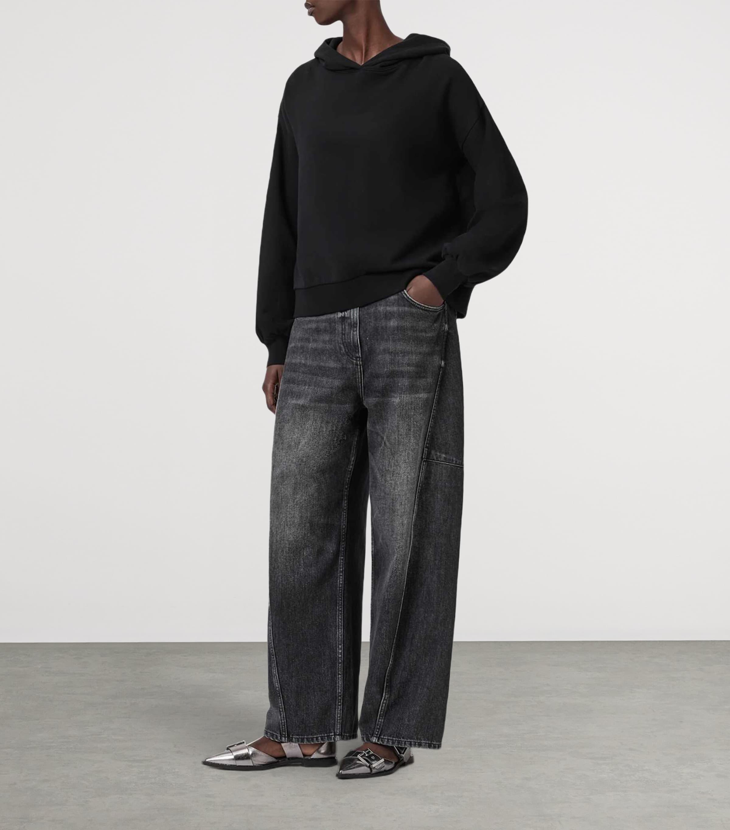 Organic Cotton Zinc Oversized Rhian Hoodie BLACK Image 2