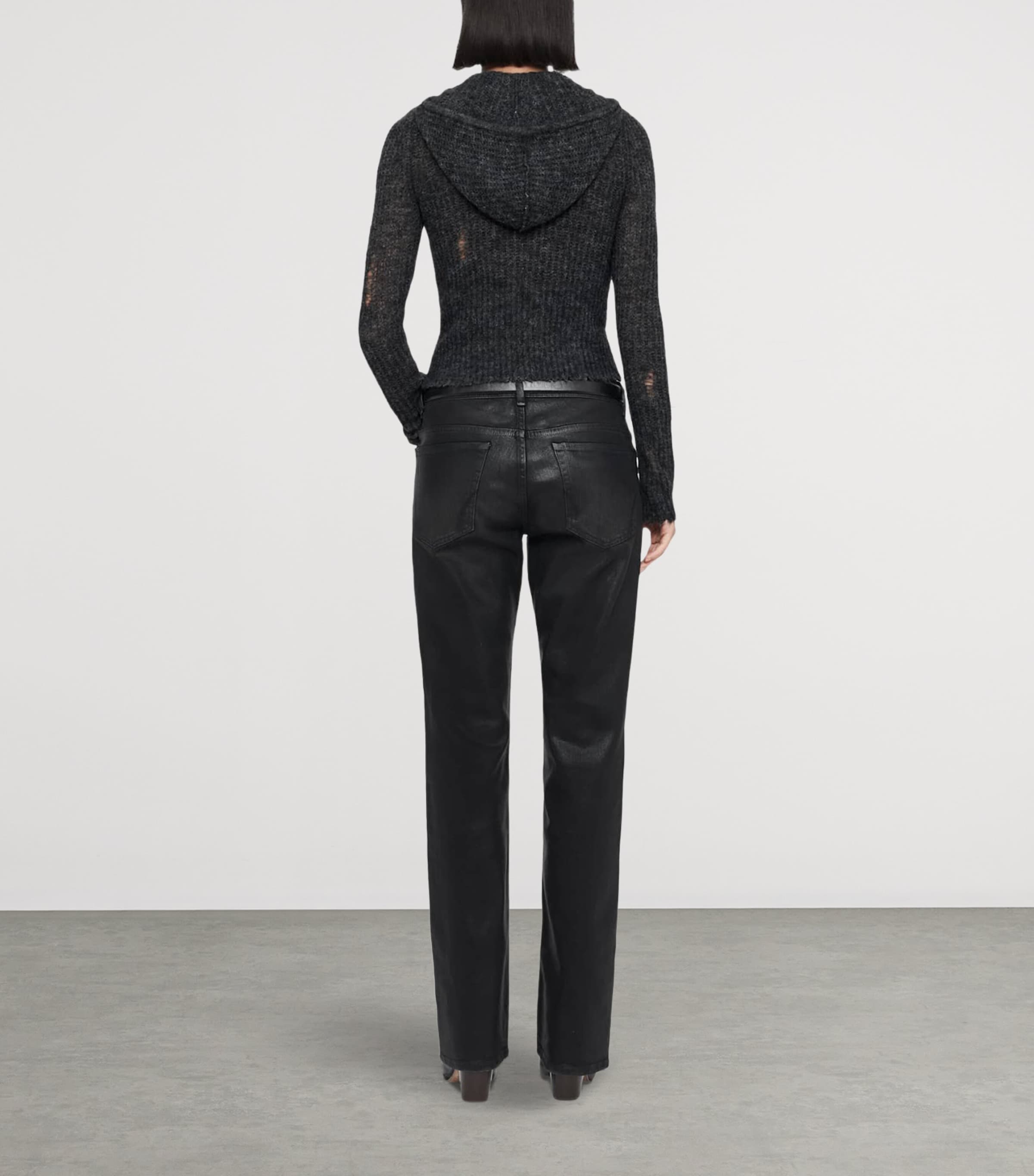 AllSaints Womens Mabel Hoodie Charcoal Grey Image 7