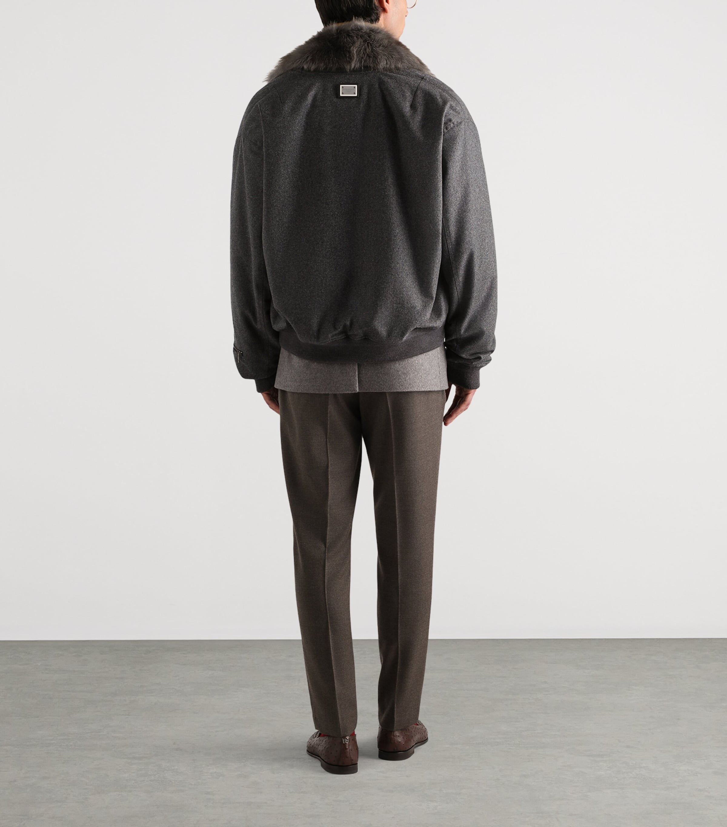 Dolce&Gabbana Mens Virgin Wool Bomber Jacket Melange Grey Image 3