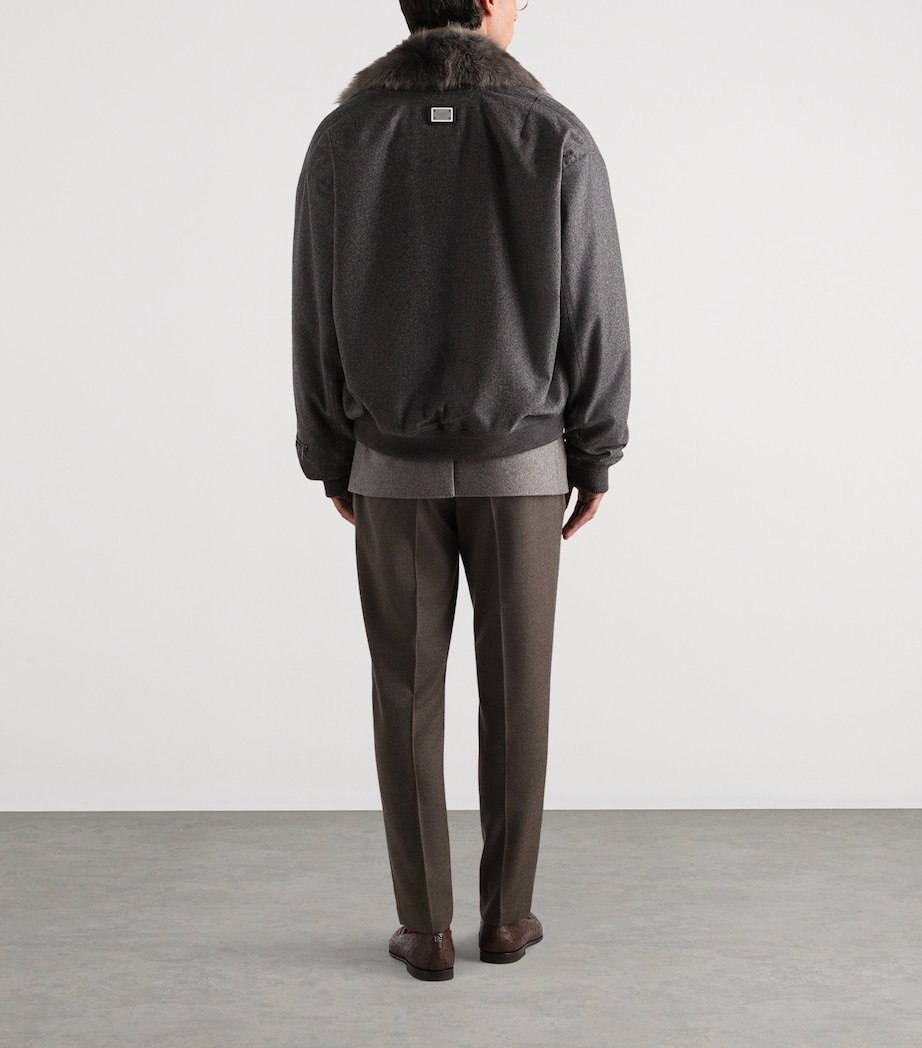Dolce&Gabbana Mens Virgin Wool Bomber Jacket Melange Grey Image 3